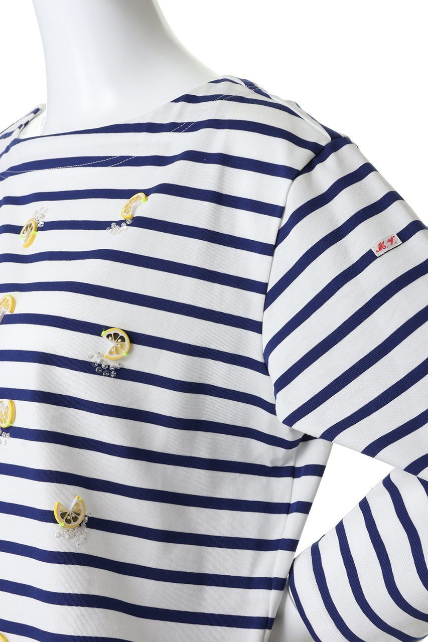 【ミュベール/MUVEIL】のレモンボーダープルオーバー 人気、トレンドファッション・服の通販 founy(ファニー) 　ファッション　Fashion　レディースファッション　Fashion for Women　トップス・カットソー　Cut & Sew Tops　シャツ・ブラウス・オフィスカジュアル　Elegant Blouses & Button-Ups　ロングTシャツ・Tシャツ　Longline T-Shirts & Tees　カジュアルプルオーバー・ニットトップス　Pullovers & Knit Tops / Casual Pullovers　カットソー・ベーシックTシャツ　Cut-and-Sewn Tops / Stretch Tees & Basics　シルバー　Silver, Metallic Silver　スパンコール　Sequins, Sequin Embellishment　スリーブ　Sleeve, Long Sleeve / Short Sleeve　ネオン　Neon, Neon Color　ロング　Long, Long-Length　定番　Standard, Basic Item　other-5|ID: prp329100004849304 ipo3291000000035819515