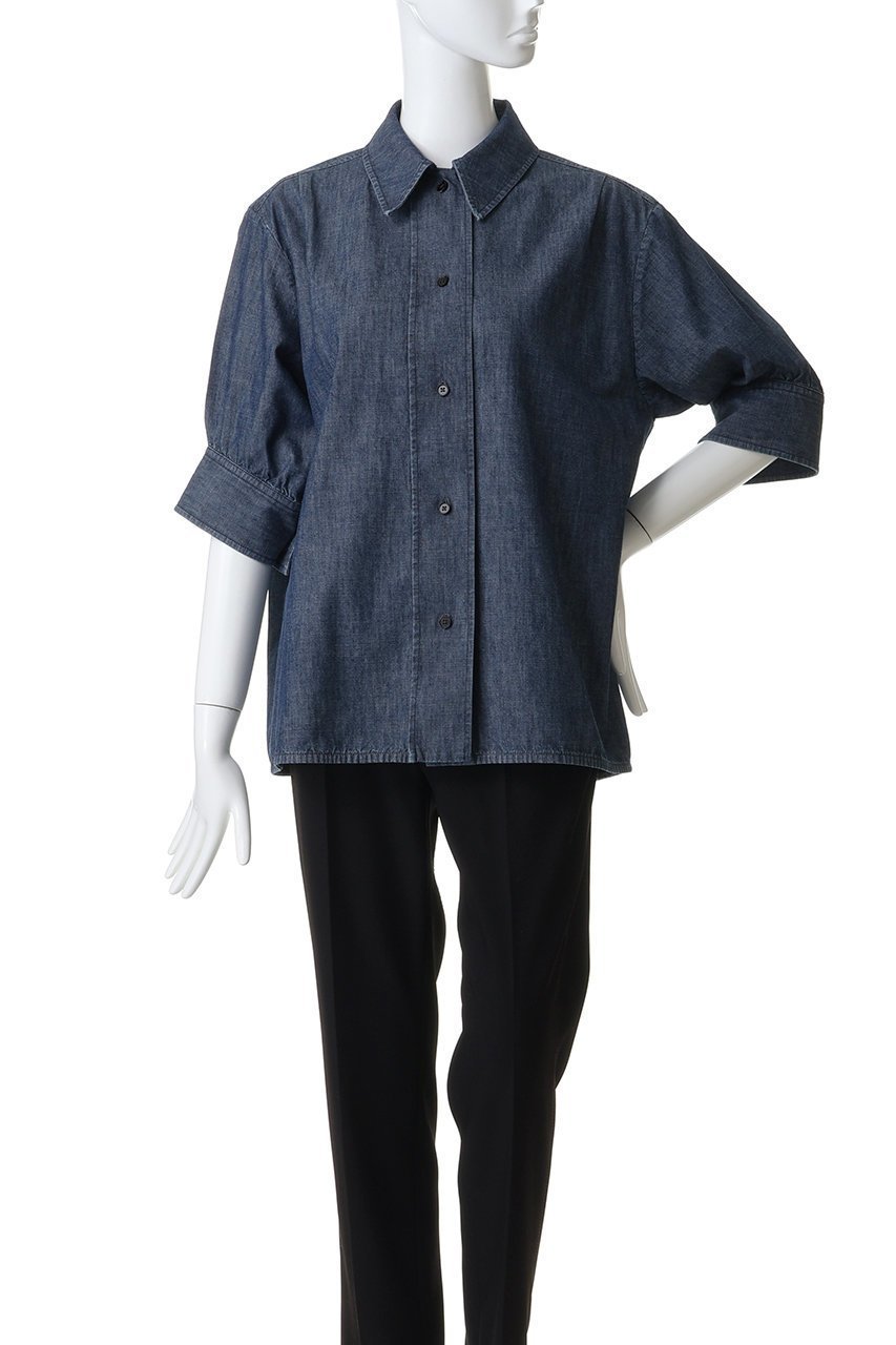 【ジル サンダー/JIL SANDER】のデニム ギャザードボリュームショートスリーブシャツ 人気、トレンドファッション・服の通販 founy(ファニー) 　ファッション　Fashion　レディースファッション　Fashion for Women　トップス・カットソー　Cut & Sew Tops　シャツ・ブラウス・オフィスカジュアル　Elegant Blouses & Button-Ups　2026年　2026　おすすめ　Recommended / Our Picks　キャミソール　Camisole, Spaghetti Strap Top　ギャザー　Gathered, Ruffled　ショート　Short, Short Length　スリーブ　Sleeve, Long Sleeve / Short Sleeve　タンク　Tank Top, Sleeveless Top　デニム　Denim, Jeans Material　夏　Summer　春　Spring　S/S・春夏　SS, Spring/Summer, Warm Season　other-2|ID: prp329100004849324 ipo3291000000035476099