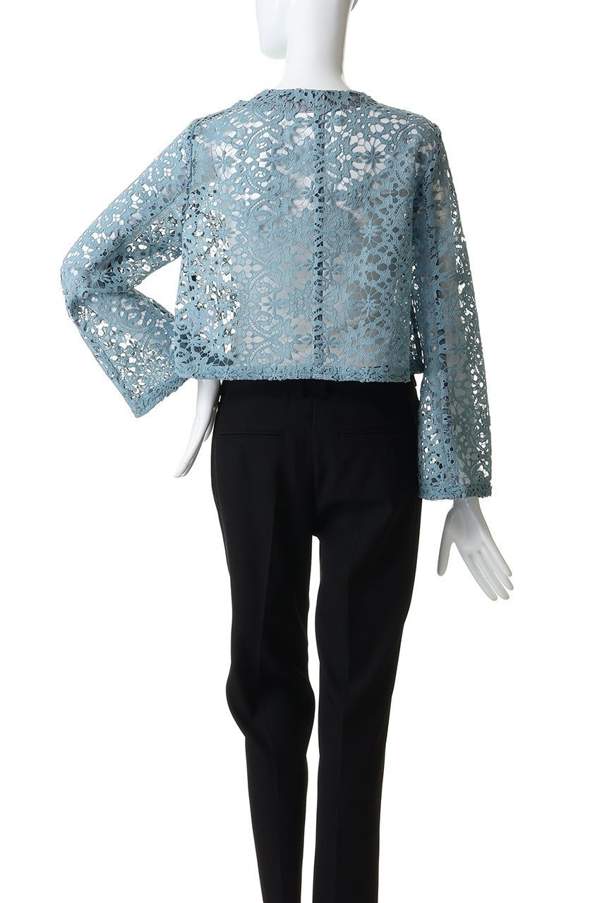 【ランバン オン ブルー/LANVIN en Bleu】のケミカルレースノーカラージャケット 人気、トレンドファッション・服の通販 founy(ファニー) 　ファッション　Fashion　レディースファッション　Fashion for Women　アウター　Coat / Outerwear Collection　レディースジャケット・軽アウター　Jackets　ノーカラージャケット / シンプル上品コーデ　Collarless Jackets　ケミカル　Chemical, Chemical Wash　ショート　Short, Short Length　ジャケット　Jacket, Outerwear　スリーブ　Sleeve, Long Sleeve / Short Sleeve　センター　Center, Center Line　フレア　Flare, Flared　マキシ　Maxi, Full Length　レース　Lace, Lace Fabric　エレガント 上品　Elegant　other-4|ID: prp329100004849326 ipo3291000000035955514