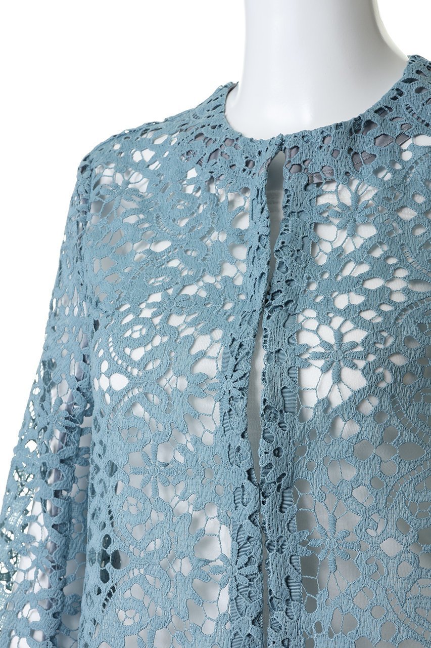 【ランバン オン ブルー/LANVIN en Bleu】のケミカルレースノーカラージャケット 人気、トレンドファッション・服の通販 founy(ファニー) 　ファッション　Fashion　レディースファッション　Fashion for Women　アウター　Coat / Outerwear Collection　レディースジャケット・軽アウター　Jackets　ノーカラージャケット / シンプル上品コーデ　Collarless Jackets　ケミカル　Chemical, Chemical Wash　ショート　Short, Short Length　ジャケット　Jacket, Outerwear　スリーブ　Sleeve, Long Sleeve / Short Sleeve　センター　Center, Center Line　フレア　Flare, Flared　マキシ　Maxi, Full Length　レース　Lace, Lace Fabric　エレガント 上品　Elegant　other-5|ID: prp329100004849326 ipo3291000000035955515