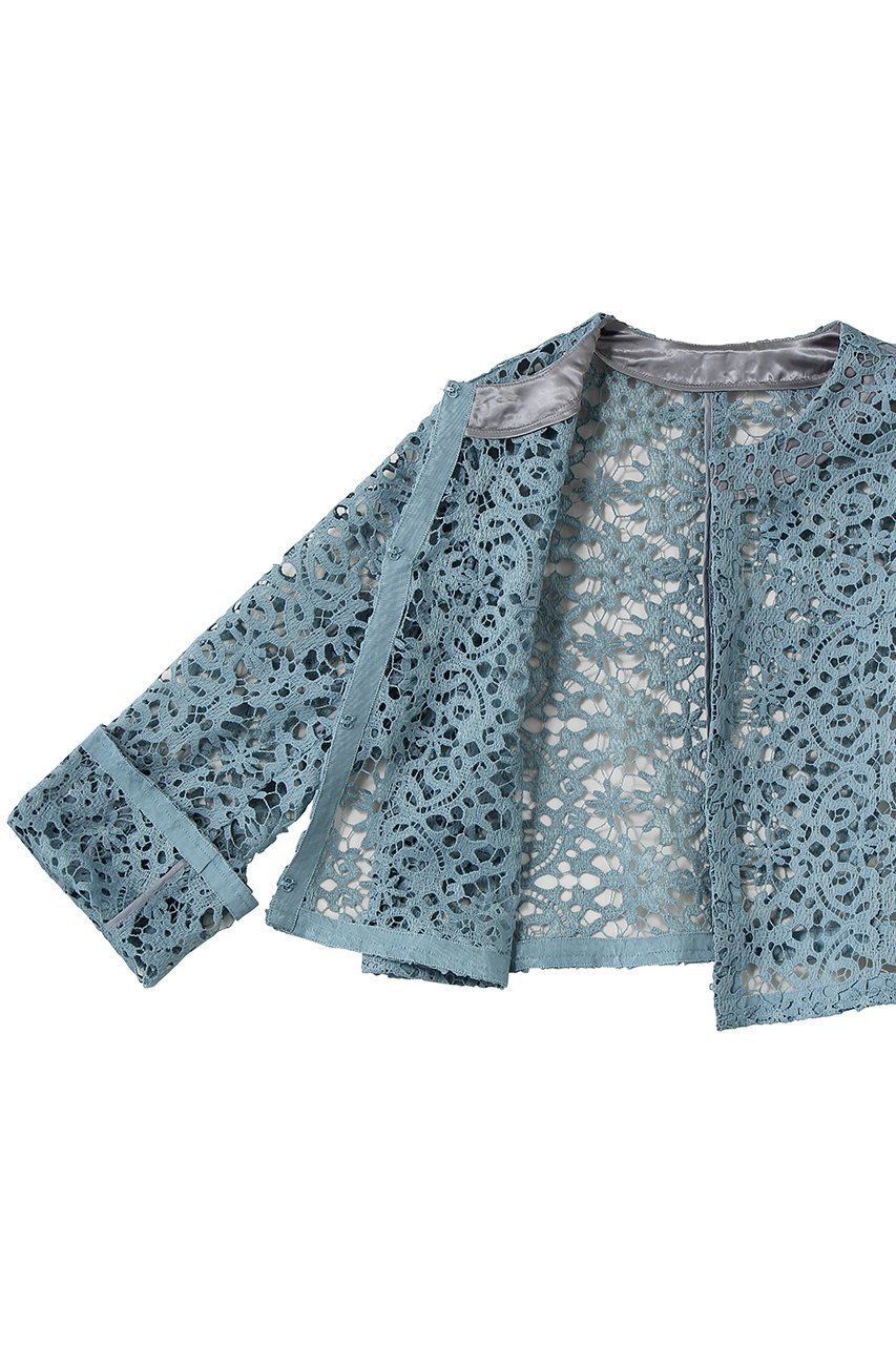 【ランバン オン ブルー/LANVIN en Bleu】のケミカルレースノーカラージャケット 人気、トレンドファッション・服の通販 founy(ファニー) 　ファッション　Fashion　レディースファッション　Fashion for Women　アウター　Coat / Outerwear Collection　レディースジャケット・軽アウター　Jackets　ノーカラージャケット / シンプル上品コーデ　Collarless Jackets　ケミカル　Chemical, Chemical Wash　ショート　Short, Short Length　ジャケット　Jacket, Outerwear　スリーブ　Sleeve, Long Sleeve / Short Sleeve　センター　Center, Center Line　フレア　Flare, Flared　マキシ　Maxi, Full Length　レース　Lace, Lace Fabric　エレガント 上品　Elegant　other-6|ID: prp329100004849326 ipo3291000000035955516