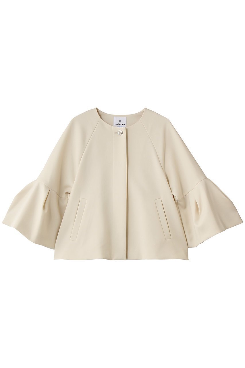 【ランバン オン ブルー/LANVIN en Bleu】のダブルクロスタックスリーブジャケット インテリア・キッズ・メンズ・レディースファッション・服の通販 founy(ファニー) 　ファッション　Fashion　レディースファッション　Fashion for Women　アウター　Coat / Outerwear Collection　レディースジャケット・軽アウター　Jackets　シルバー　Silver, Metallic Silver　ジャケット　Jacket, Outerwear　スリーブ　Sleeve, Long Sleeve / Short Sleeve　ダブル　Double, Double-Breasted　フィット　Fit, Slim Fit　モダン　Modern, Contemporary　オフ|ID: prp329100004849329 ipo3291000000035955519