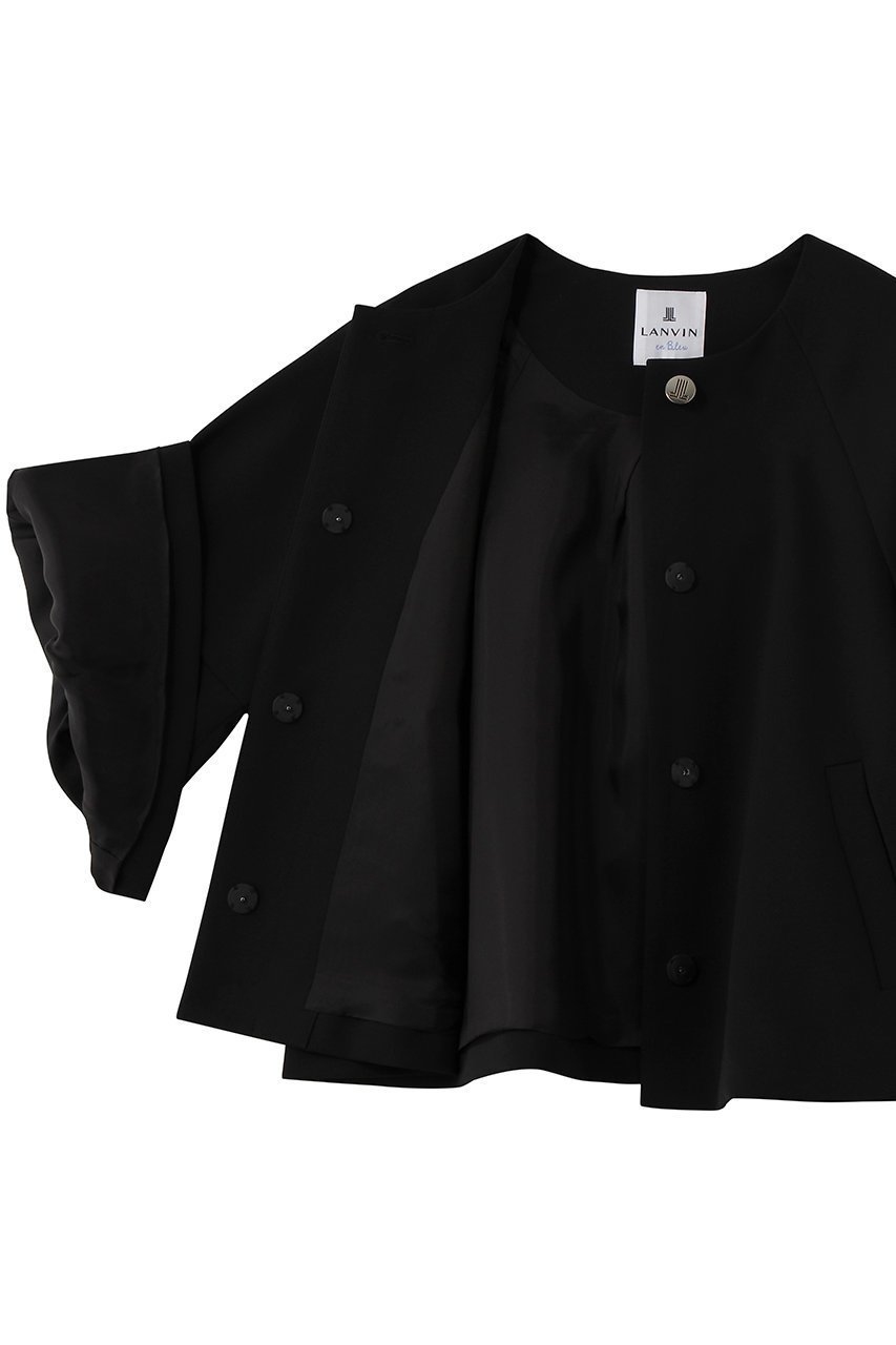 【ランバン オン ブルー/LANVIN en Bleu】のダブルクロスタックスリーブジャケット 人気、トレンドファッション・服の通販 founy(ファニー) 　ファッション　Fashion　レディースファッション　Fashion for Women　アウター　Coat / Outerwear Collection　レディースジャケット・軽アウター　Jackets　シルバー　Silver, Metallic Silver　ジャケット　Jacket, Outerwear　スリーブ　Sleeve, Long Sleeve / Short Sleeve　ダブル　Double, Double-Breasted　フィット　Fit, Slim Fit　モダン　Modern, Contemporary　other-6|ID: prp329100004849329 ipo3291000000035955525