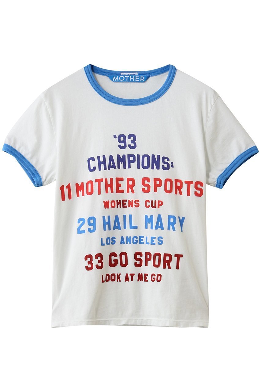 【マザー/MOTHER】の【LIL】THE GOODIE GOODIE RINGER SPORTS ロゴTシャツ (CPI) インテリア・キッズ・メンズ・レディースファッション・服の通販 founy(ファニー) 　ファッション　Fashion　レディースファッション　Fashion for Women　トップス・カットソー　Cut & Sew Tops　シャツ・ブラウス・オフィスカジュアル　Elegant Blouses & Button-Ups　ロングTシャツ・Tシャツ　Longline T-Shirts & Tees　カットソー・ベーシックTシャツ　Cut-and-Sewn Tops / Stretch Tees & Basics　おすすめ　Recommended / Our Picks　ショート　Short, Short Length　スリーブ　Sleeve, Long Sleeve / Short Sleeve　デニム　Denim, Jeans Material　フレア　Flare, Flared　ホワイト|ID: prp329100004849334 ipo3291000000036074054