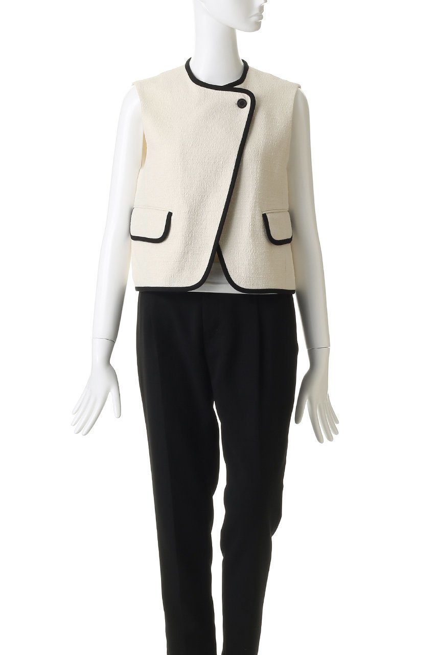 【デザイン ワークス/DESIGN WORKS】のロービングドビーショートパイピングベスト 人気、トレンドファッション・服の通販 founy(ファニー) 　ファッション　Fashion　レディースファッション　Fashion for Women　アウター　Coat / Outerwear Collection　レディースジャケット・軽アウター　Jackets　ウォーム　Warm Fabric　コンパクト　Compact, Small Size　ジャケット　Jacket, Outerwear　ダブル　Double, Double-Breasted　パイピング　Piping, Trim Design　ベスト　Vest, Waistcoat　ボトム　Bottoms, Lower Wear　エレガント 上品　Elegant　別注　Limited Edition, Custom Order　other-2|ID: prp329100004849338 ipo3291000000035955541