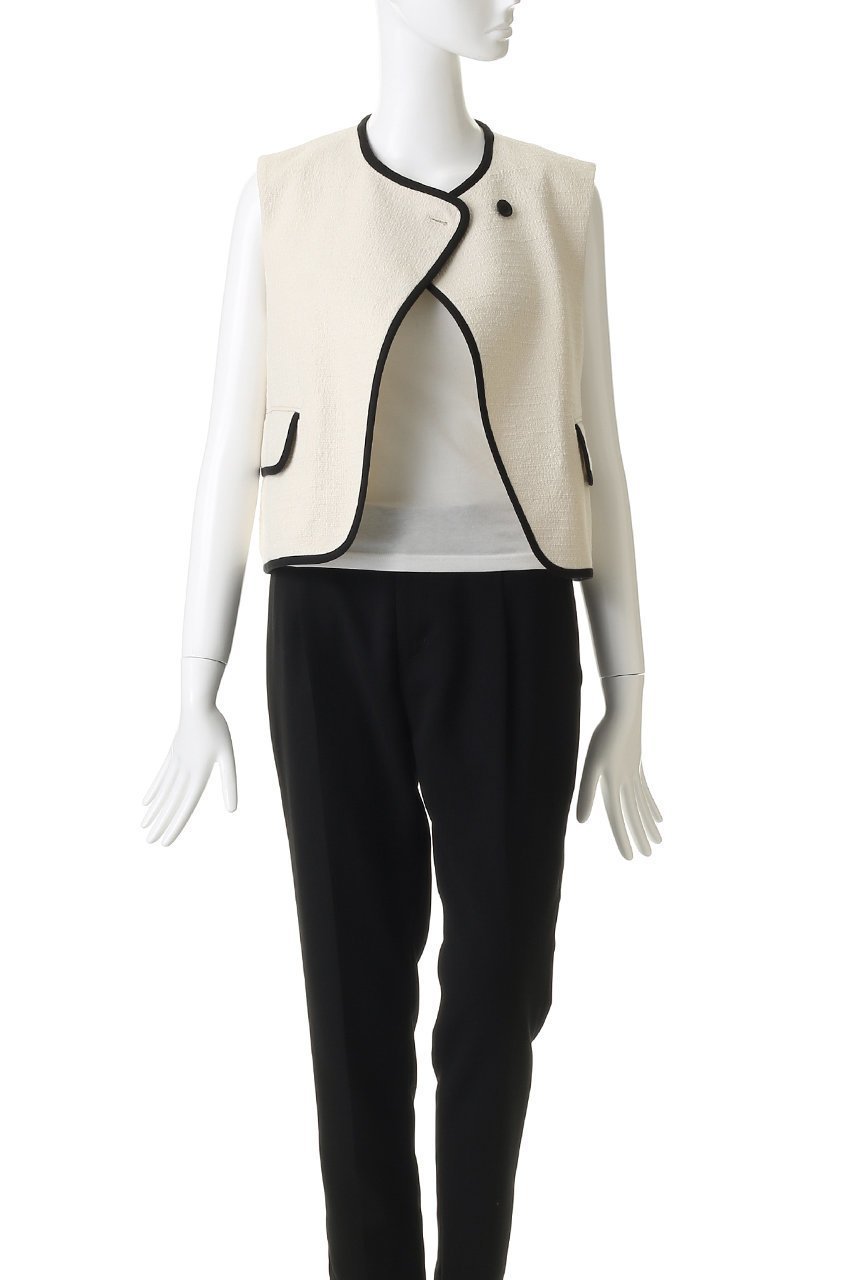 【デザイン ワークス/DESIGN WORKS】のロービングドビーショートパイピングベスト 人気、トレンドファッション・服の通販 founy(ファニー) 　ファッション　Fashion　レディースファッション　Fashion for Women　アウター　Coat / Outerwear Collection　レディースジャケット・軽アウター　Jackets　ウォーム　Warm Fabric　コンパクト　Compact, Small Size　ジャケット　Jacket, Outerwear　ダブル　Double, Double-Breasted　パイピング　Piping, Trim Design　ベスト　Vest, Waistcoat　ボトム　Bottoms, Lower Wear　エレガント 上品　Elegant　別注　Limited Edition, Custom Order　other-7|ID: prp329100004849338 ipo3291000000035955546