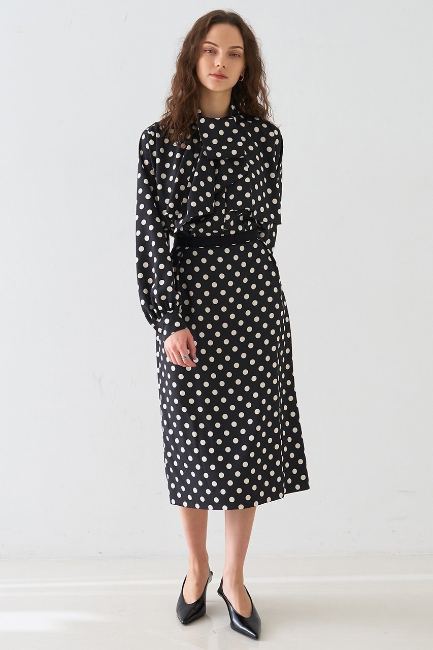 【デザイン ワークス/DESIGN WORKS】の【セットアップ対応】ドットプリントミドル丈スカート 人気、トレンドファッション・服の通販 founy(ファニー) 　ファッション　Fashion　レディースファッション　Fashion for Women　セットアップ　Matching Sets　スカート・ミニ/ミディ/マキシ　Skirts / Mini, Midi & Maxi Skirts　スカート　Skirts　おすすめ　Recommended / Our Picks　クラシカル　Classical, Vintage-Inspired　コンパクト　Compact, Small Size　ジャケット　Jacket, Outerwear　セットアップ　Set-Up, Coordinated Outfit　タイツ　Tights, Legwear　ドット　Polka Dot, Dot Pattern　プリント　Print, Printed Pattern　エレガント 上品　Elegant　再入荷　Restock / Back in Stock　別注　Limited Edition, Custom Order　other-7|ID: prp329100004849342 ipo3291000000035955564