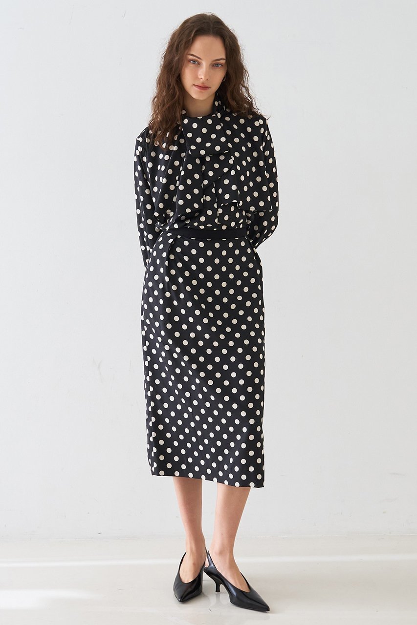 【デザイン ワークス/DESIGN WORKS】の【セットアップ対応】ドットプリントミドル丈スカート 人気、トレンドファッション・服の通販 founy(ファニー) 　ファッション　Fashion　レディースファッション　Fashion for Women　セットアップ　Matching Sets　スカート・ミニ/ミディ/マキシ　Skirts / Mini, Midi & Maxi Skirts　スカート　Skirts　おすすめ　Recommended / Our Picks　クラシカル　Classical, Vintage-Inspired　コンパクト　Compact, Small Size　ジャケット　Jacket, Outerwear　セットアップ　Set-Up, Coordinated Outfit　タイツ　Tights, Legwear　ドット　Polka Dot, Dot Pattern　プリント　Print, Printed Pattern　エレガント 上品　Elegant　再入荷　Restock / Back in Stock　別注　Limited Edition, Custom Order　other-8|ID: prp329100004849342 ipo3291000000035955565