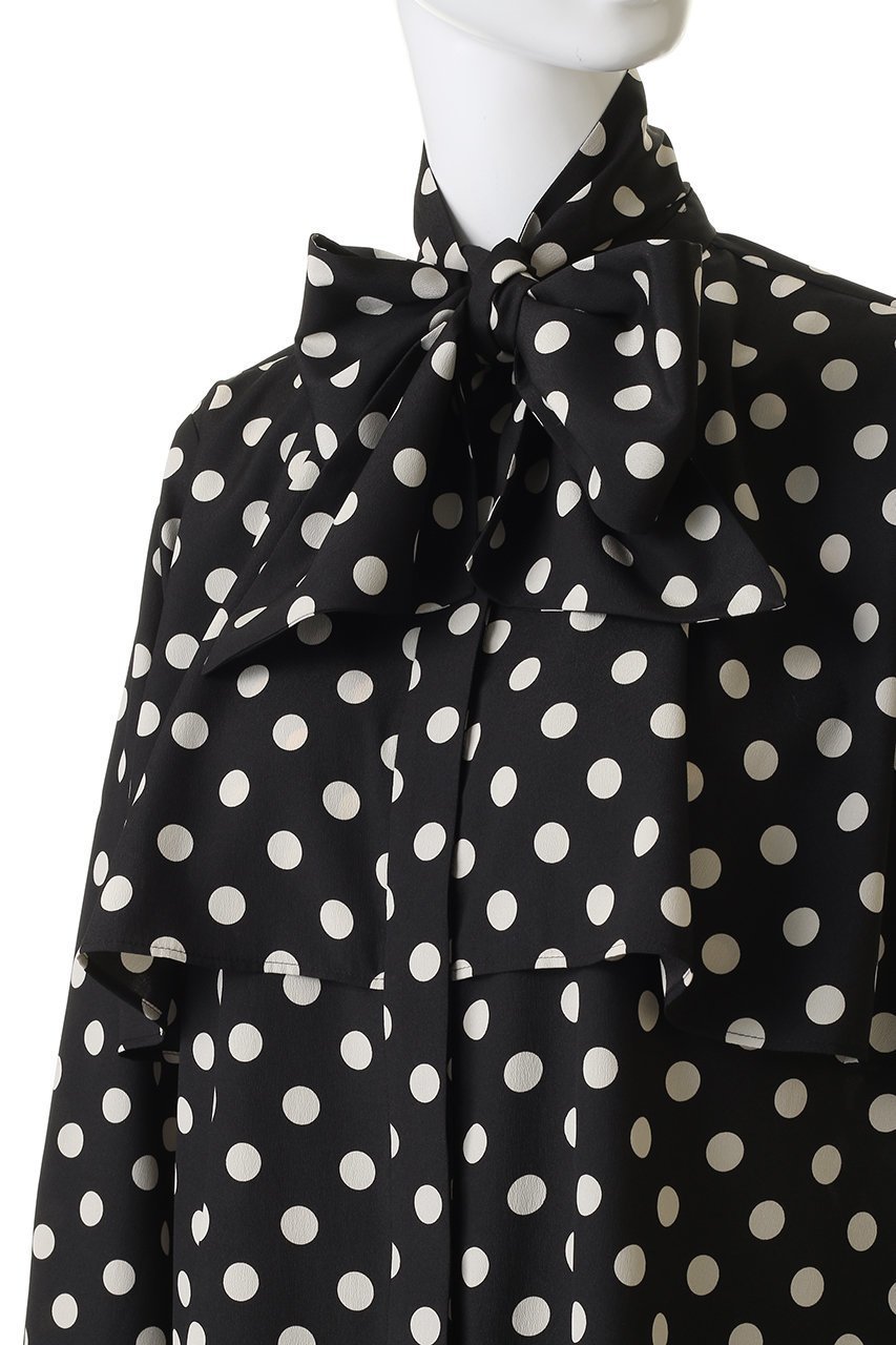 【デザイン ワークス/DESIGN WORKS】の【セットアップ対応】ドットアシメトリーラッフルブラウス 人気、トレンドファッション・服の通販 founy(ファニー) 　ファッション　Fashion　レディースファッション　Fashion for Women　トップス・カットソー　Cut & Sew Tops　シャツ・ブラウス・オフィスカジュアル　Elegant Blouses & Button-Ups　アシンメトリー　Asymmetrical Style　スリーブ　Sleeve, Long Sleeve / Short Sleeve　セットアップ　Set-Up, Coordinated Outfit　ドット　Polka Dot, Dot Pattern　バランス　Balance, Style Balance　フレア　Flare, Flared　プリント　Print, Printed Pattern　ボトム　Bottoms, Lower Wear　マニッシュ　Mannish, Boyish　ロング　Long, Long-Length　エレガント 上品　Elegant　再入荷　Restock / Back in Stock　別注　Limited Edition, Custom Order　other-5|ID: prp329100004849344 ipo3291000000035955571