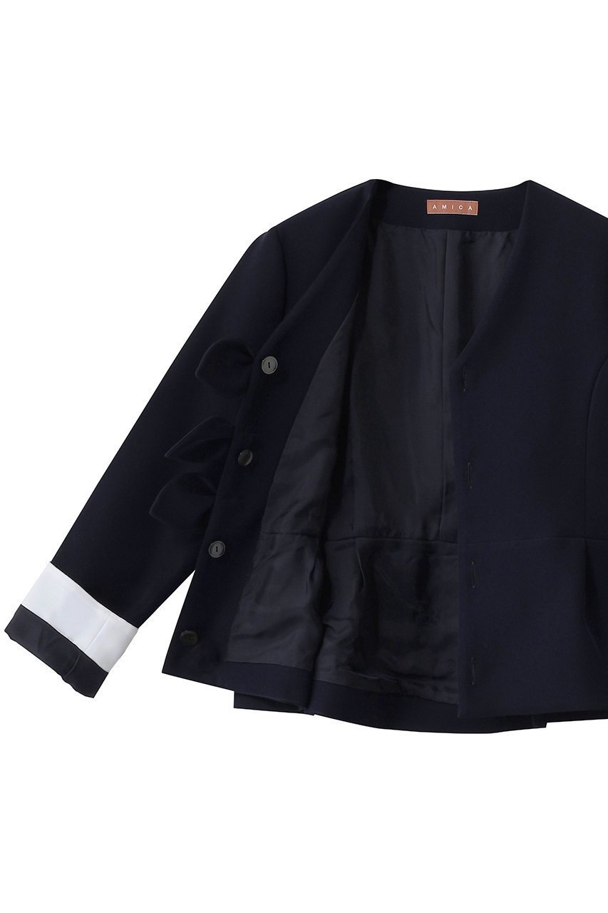 【アミカ/AMICA】のリボンツイルジャケット 人気、トレンドファッション・服の通販 founy(ファニー) 　ファッション　Fashion　レディースファッション　Fashion for Women　アウター　Coat / Outerwear Collection　レディースジャケット・軽アウター　Jackets　オケージョン　Occasion Wear　カフス　Cuff Design　シンプル　Simple, Minimal　ジャケット　Jacket, Outerwear　フロント　Front, Front Design　ボトム　Bottoms, Lower Wear　リボン　Ribbon, Bow　other-6|ID: prp329100004849536 ipo3291000000035906401