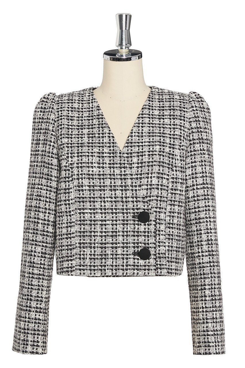 【デイジーリン/DAISY LIN】のWashable Tweed Royal Lady インテリア・キッズ・メンズ・レディースファッション・服の通販 founy(ファニー) 　ファッション　Fashion　レディースファッション　Fashion for Women　アウター　Coat / Outerwear Collection　コート・ロングコート・ピーコート　Long Coats, Peacoats & More　ウォッシャブル　Machine Washable　洗える　Machine Washable　コレクション　Collection, Seasonal Line　ショート　Short, Short Length　ジャケット　Jacket, Outerwear　スリット　Slit, Slit Detail　ツイード　Twill, Twill Weave　デコルテ　Décolleté, Neckline　ネックレス　Necklace, Pendant Necklace　フォルム　Silhouette, Form　ブローチ　Brooch, Pin Brooch　新作・新入荷　New Arrivals / New In　ブラック×ホワイト|ID: prp329100004849760 ipo3291000000035495552