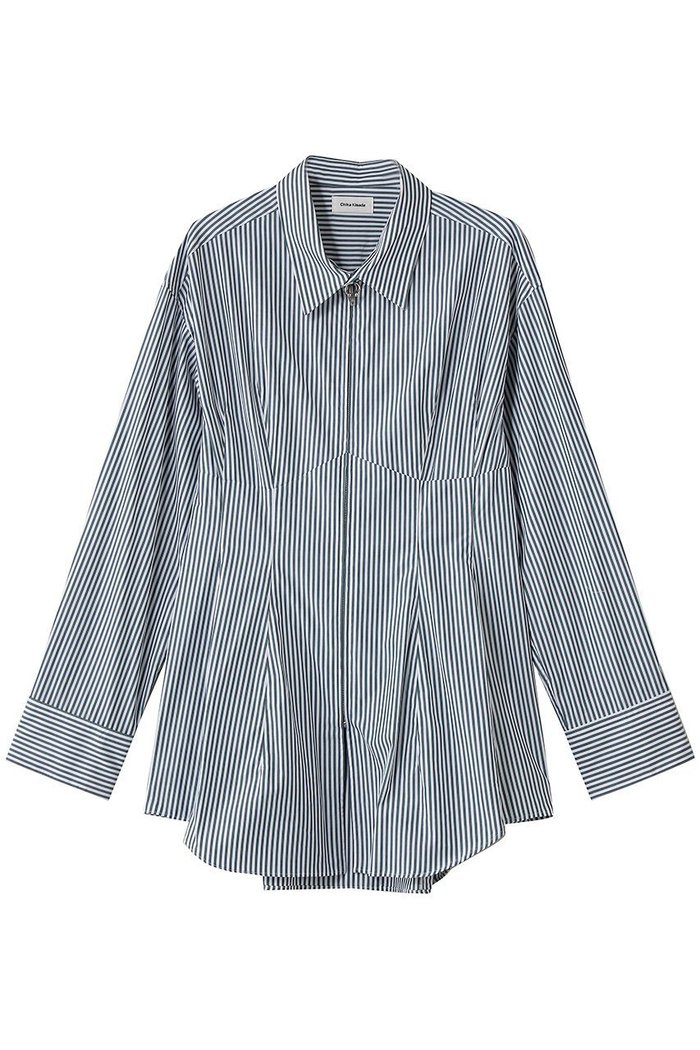 【チカ キサダ/CHIKA KISADA】のウエスト シェイプ ストライプ ジップシャツ インテリア・キッズ・メンズ・レディースファッション・服の通販 founy(ファニー) https://founy.com/ ファッション Fashion レディースファッション Fashion for Women トップス・カットソー Cut & Sew Tops シャツ・ブラウス・オフィスカジュアル Elegant Blouses & Button-Ups 2026年 2026 シェイプ Shape, Slim Fit シルバー Silver, Metallic Silver ストライプ Stripe, Striped Pattern スリーブ Sleeve, Long Sleeve / Short Sleeve フレア Flare, Flared ロング Long, Long-Length エレガント 上品 Elegant 夏 Summer 春 Spring S/S・春夏 SS, Spring/Summer, Warm Season |ID: prp329100004849780 ipo3291000000035875721