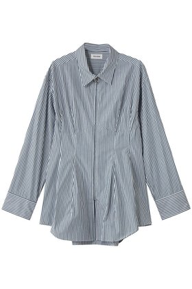 【チカ キサダ/CHIKA KISADA】 ウエスト シェイプ ストライプ ジップシャツ人気、トレンドファッション・服の通販 founy(ファニー) ファッション Fashion レディースファッション Fashion for Women トップス・カットソー Cut & Sew Tops シャツ・ブラウス・オフィスカジュアル Elegant Blouses & Button-Ups 2026年 2026 シェイプ Shape, Slim Fit シルバー Silver, Metallic Silver ストライプ Stripe, Striped Pattern スリーブ Sleeve, Long Sleeve / Short Sleeve フレア Flare, Flared ロング Long, Long-Length エレガント 上品 Elegant 夏 Summer 春 Spring S/S・春夏 SS, Spring/Summer, Warm Season |ID:prp329100004849780