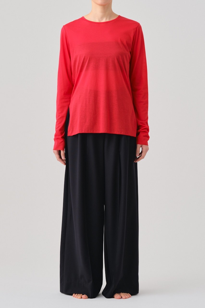 【グッド ピープル グッド ステッチング グッド プロダクト/GOOD PEOPLE GOOD STITCHING GOOD PRODUCT】のサイドスリット クルーネック ロングスリーブ Tシャツ 人気、トレンドファッション・服の通販 founy(ファニー) 　ファッション　Fashion　レディースファッション　Fashion for Women　トップス・カットソー　Cut & Sew Tops　シャツ・ブラウス・オフィスカジュアル　Elegant Blouses & Button-Ups　ロングTシャツ・Tシャツ　Longline T-Shirts & Tees　カットソー・ベーシックTシャツ　Cut-and-Sewn Tops / Stretch Tees & Basics　2026年　2026　シアー　Sheer, See-Through　ストレッチ　Stretch, Stretchy Fabric　スリット　Slit, Slit Detail　スリーブ　Sleeve, Long Sleeve / Short Sleeve　ロング　Long, Long-Length　夏　Summer　定番　Standard, Basic Item　春　Spring　S/S・春夏　SS, Spring/Summer, Warm Season　other-3|ID: prp329100004849795 ipo3291000000035507474