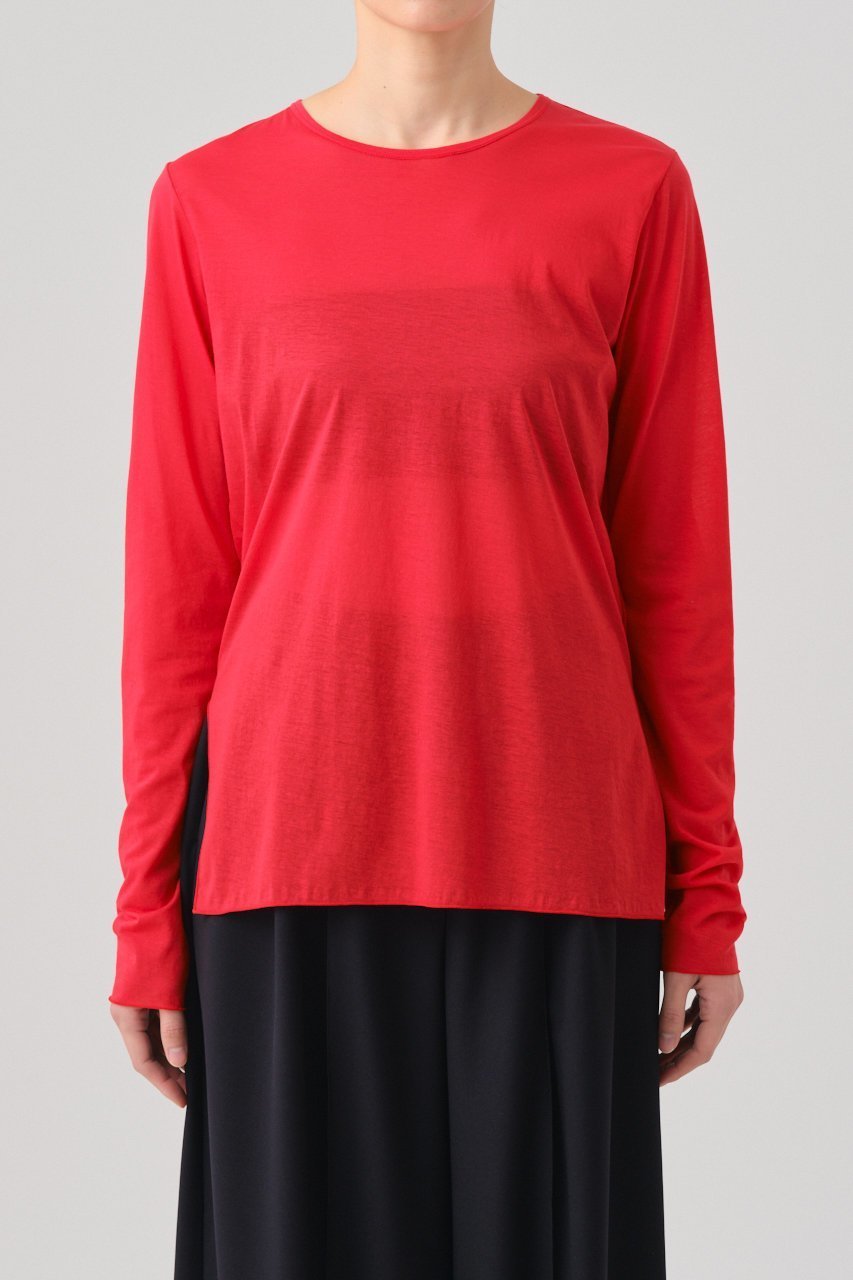 【グッド ピープル グッド ステッチング グッド プロダクト/GOOD PEOPLE GOOD STITCHING GOOD PRODUCT】のサイドスリット クルーネック ロングスリーブ Tシャツ 人気、トレンドファッション・服の通販 founy(ファニー) 　ファッション　Fashion　レディースファッション　Fashion for Women　トップス・カットソー　Cut & Sew Tops　シャツ・ブラウス・オフィスカジュアル　Elegant Blouses & Button-Ups　ロングTシャツ・Tシャツ　Longline T-Shirts & Tees　カットソー・ベーシックTシャツ　Cut-and-Sewn Tops / Stretch Tees & Basics　2026年　2026　シアー　Sheer, See-Through　ストレッチ　Stretch, Stretchy Fabric　スリット　Slit, Slit Detail　スリーブ　Sleeve, Long Sleeve / Short Sleeve　ロング　Long, Long-Length　夏　Summer　定番　Standard, Basic Item　春　Spring　S/S・春夏　SS, Spring/Summer, Warm Season　other-7|ID: prp329100004849795 ipo3291000000035507478