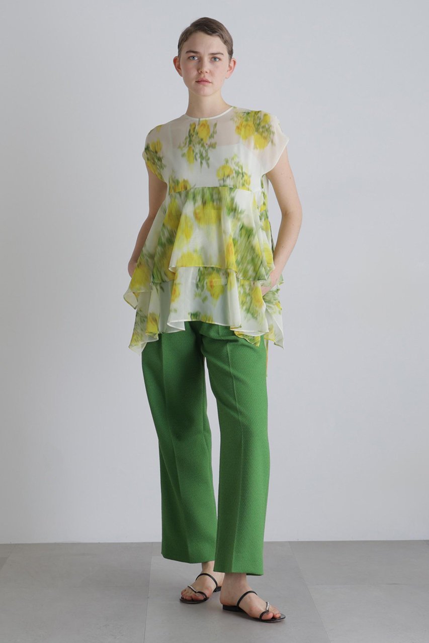 【アドーア/ADORE】のミスティングフラワープリントブラウス 人気、トレンドファッション・服の通販 founy(ファニー) 　ファッション　Fashion　レディースファッション　Fashion for Women　トップス・カットソー　Cut & Sew Tops　シャツ・ブラウス・オフィスカジュアル　Elegant Blouses & Button-Ups　花柄・フラワープリント・モチーフ　Floral Prints & Motifs / Flower Pattern Tops　シフォン　Chiffon, Lightweight Fabric　ショート　Short, Short Length　スリーブ　Sleeve, Long Sleeve / Short Sleeve　フラワー　Flower, Floral　プリント　Print, Printed Pattern　プリーツ　Pleats, Pleated　ヘムライン　Hemline, Bottom Cut　ランダム　Random, Irregular　 other-1|ID: prp329100004849801 ipo3291000000035998430