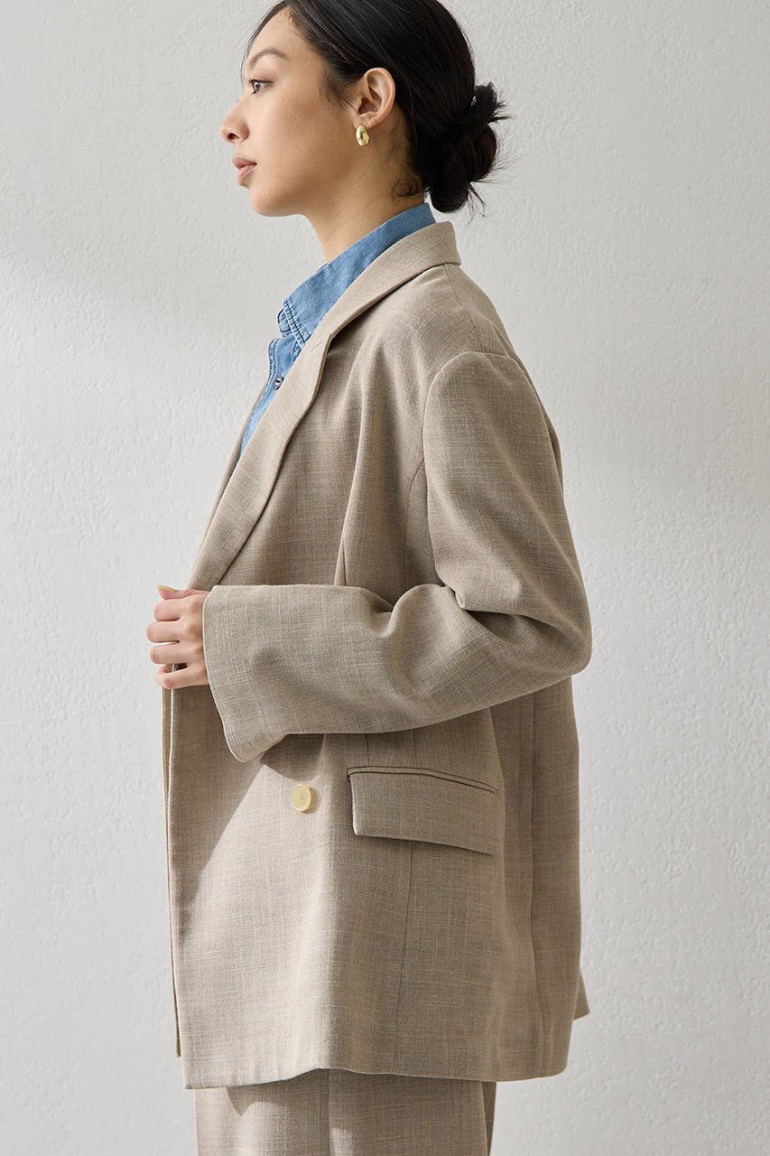 【ウィムガゼット/Whim Gazette】のリネンライクダブルテーラードジャケット 人気、トレンドファッション・服の通販 founy(ファニー) 　ファッション　Fashion　レディースファッション　Fashion for Women　アウター　Coat / Outerwear Collection　レディースジャケット・軽アウター　Jackets　テーラードジャケット / 通勤・きれいめスタイル　Tailored Jackets & Blazers　2026年　2026　おすすめ　Recommended / Our Picks　クール　Cool, Chic　ジャケット　Jacket, Outerwear　セットアップ　Set-Up, Coordinated Outfit　ダブル　Double, Double-Breasted　ドロップ　Drop Shoulder, Dropped Style　エレガント 上品　Elegant　夏　Summer　春　Spring　S/S・春夏　SS, Spring/Summer, Warm Season　other-3|ID: prp329100004849811 ipo3291000000035511280