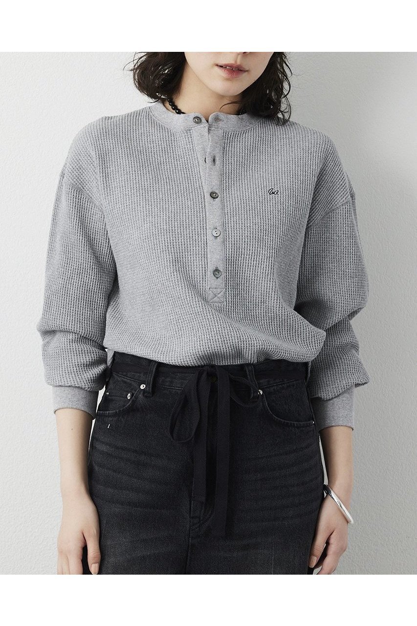 【ウィムガゼット/Whim Gazette】のサーマルヘンリープルオーバー インテリア・キッズ・メンズ・レディースファッション・服の通販 founy(ファニー) 　ファッション　Fashion　レディースファッション　Fashion for Women　トップス・カットソー　Cut & Sew Tops　シャツ・ブラウス・オフィスカジュアル　Elegant Blouses & Button-Ups　ロングTシャツ・Tシャツ　Longline T-Shirts & Tees　カジュアルプルオーバー・ニットトップス　Pullovers & Knit Tops / Casual Pullovers　カットソー・ベーシックTシャツ　Cut-and-Sewn Tops / Stretch Tees & Basics　スリーブ　Sleeve, Long Sleeve / Short Sleeve　ロング　Long, Long-Length　ワッフル　Waffle, Waffle Knit　グレー|ID: prp329100004849812 ipo3291000000035853755