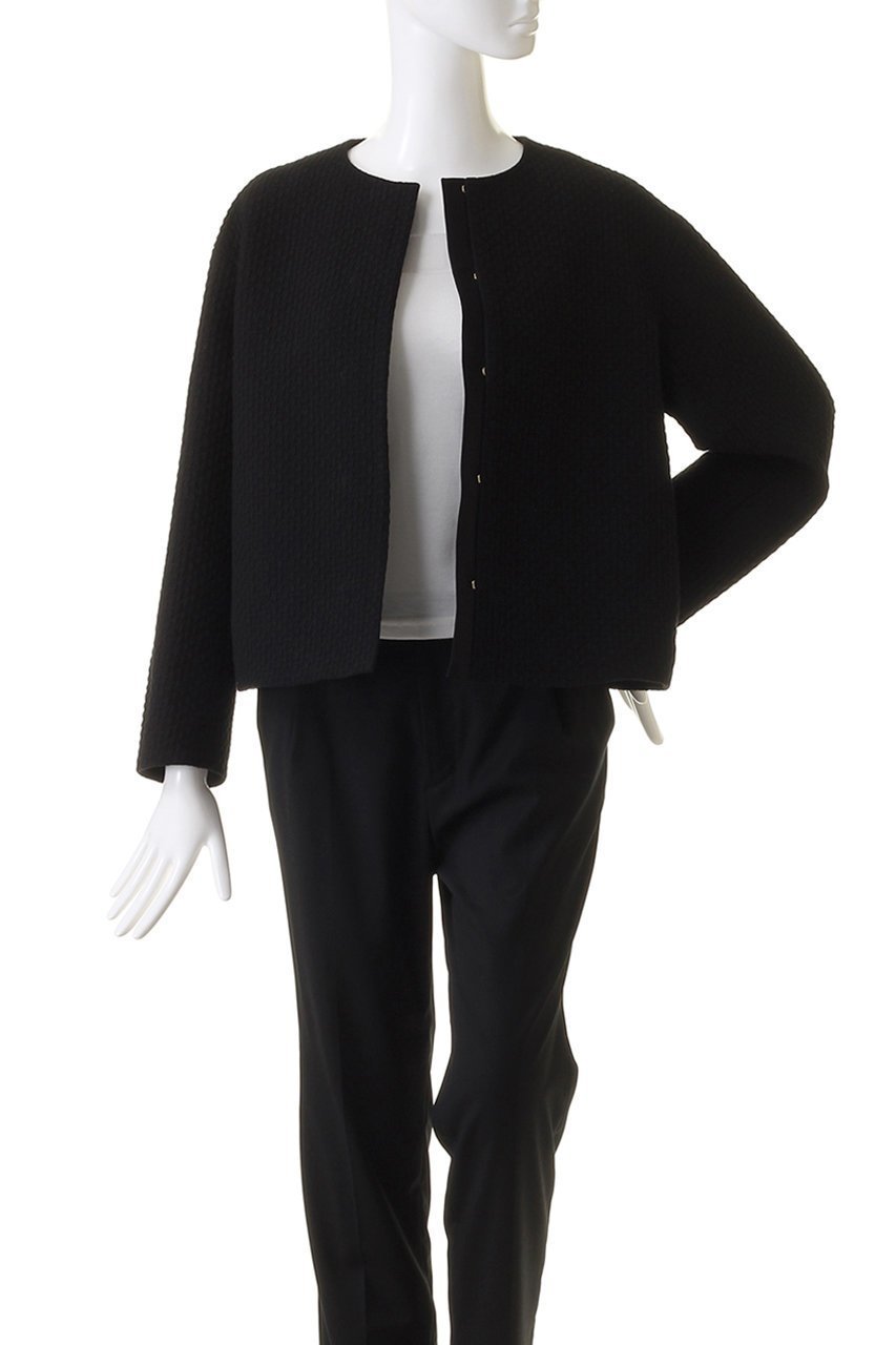 【ジェイドット/j.】のストレッチジャカードノーカラージャケット 人気、トレンドファッション・服の通販 founy(ファニー) 　ファッション　Fashion　レディースファッション　Fashion for Women　アウター　Coat / Outerwear Collection　レディースジャケット・軽アウター　Jackets　ノーカラージャケット / シンプル上品コーデ　Collarless Jackets　おすすめ　Recommended / Our Picks　ジャカード／ジャガード　Jacquard, Woven Pattern　ジャケット　Jacket, Outerwear　ストレッチ　Stretch, Stretchy Fabric　セットアップ　Set-Up, Coordinated Outfit　リボン　Ribbon, Bow　other-7|ID: prp329100004849986 ipo3291000000035527013