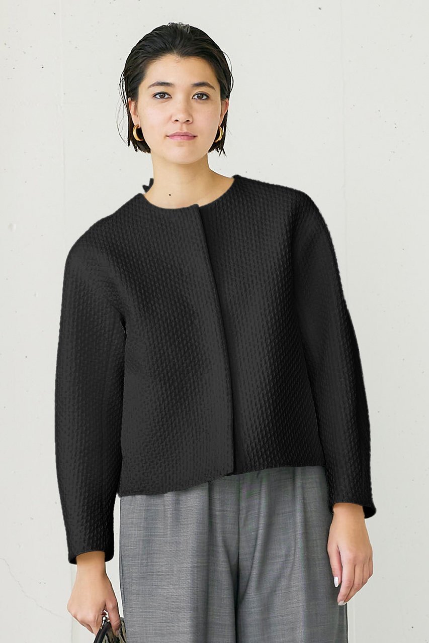 【ジェイドット/j.】のストレッチジャカードノーカラージャケット 人気、トレンドファッション・服の通販 founy(ファニー) 　ファッション　Fashion　レディースファッション　Fashion for Women　アウター　Coat / Outerwear Collection　レディースジャケット・軽アウター　Jackets　ノーカラージャケット / シンプル上品コーデ　Collarless Jackets　おすすめ　Recommended / Our Picks　ジャカード／ジャガード　Jacquard, Woven Pattern　ジャケット　Jacket, Outerwear　ストレッチ　Stretch, Stretchy Fabric　セットアップ　Set-Up, Coordinated Outfit　リボン　Ribbon, Bow　other-8|ID: prp329100004849986 ipo3291000000035527014