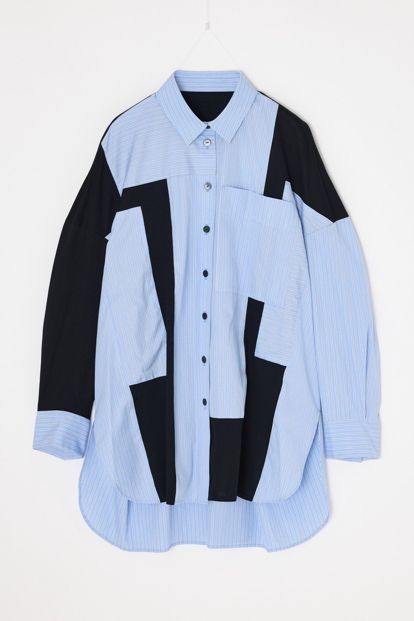 【エンフォルド/ENFOLD】のPATCHWORK SHIRT 人気、トレンドファッション・服の通販 founy(ファニー) 　ファッション　Fashion　レディースファッション　Fashion for Women　トップス・カットソー　Cut & Sew Tops　シャツ・ブラウス・オフィスカジュアル　Elegant Blouses & Button-Ups　2026年　2026　アシンメトリー　Asymmetrical Style　コンパクト　Compact, Small Size　ストライプ　Stripe, Striped Pattern　スリーブ　Sleeve, Long Sleeve / Short Sleeve　バランス　Balance, Style Balance　パッチワーク　Patchwork, Mixed Fabric　ミックス　Mix, Mixed Style　ランダム　Random, Irregular　ロング　Long, Long-Length　夏　Summer　春　Spring　S/S・春夏　SS, Spring/Summer, Warm Season　 other-1|ID: prp329100004850068 ipo3291000000035533680