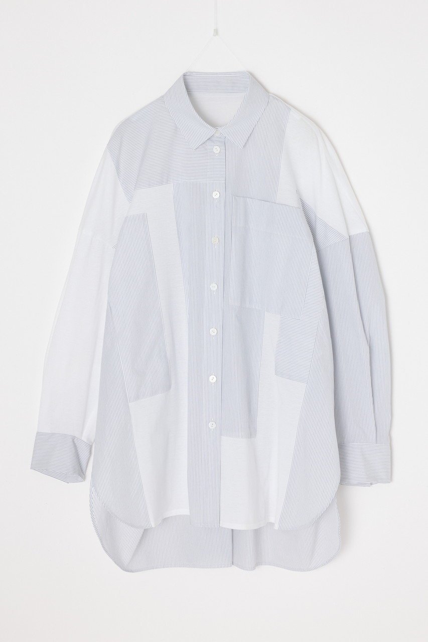 【エンフォルド/ENFOLD】のPATCHWORK SHIRT インテリア・キッズ・メンズ・レディースファッション・服の通販 founy(ファニー) 　ファッション　Fashion　レディースファッション　Fashion for Women　トップス・カットソー　Cut & Sew Tops　シャツ・ブラウス・オフィスカジュアル　Elegant Blouses & Button-Ups　2026年　2026　アシンメトリー　Asymmetrical Style　スリーブ　Sleeve, Long Sleeve / Short Sleeve　バランス　Balance, Style Balance　パッチワーク　Patchwork, Mixed Fabric　ブロード　Broadcloth, Fine Cotton　ミックス　Mix, Mixed Style　ランダム　Random, Irregular　ロング　Long, Long-Length　夏　Summer　春　Spring　S/S・春夏　SS, Spring/Summer, Warm Season　ホワイト|ID: prp329100004850069 ipo3291000000035533685