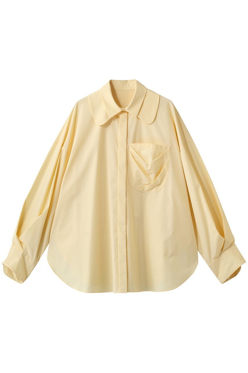 【エンフォルド/ENFOLD】のTULIP SHIRT インテリア・キッズ・メンズ・レディースファッション・服の通販 founy(ファニー) 　ファッション　Fashion　レディースファッション　Fashion for Women　トップス・カットソー　Cut & Sew Tops　シャツ・ブラウス・オフィスカジュアル　Elegant Blouses & Button-Ups　カッティング　Cutting Detail　スリーブ　Sleeve, Long Sleeve / Short Sleeve　ダブル　Double, Double-Breasted　チューリップ　Tube, Tube Top　フラワー　Flower, Floral　ポケット　Pocket, Pocket Detail　ロング　Long, Long-Length　ライトイエロー|ID: prp329100004850070 ipo3291000000036102529