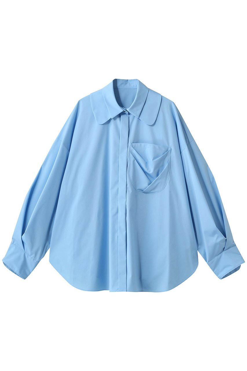 【エンフォルド/ENFOLD】のTULIP SHIRT インテリア・キッズ・メンズ・レディースファッション・服の通販 founy(ファニー) 　ファッション　Fashion　レディースファッション　Fashion for Women　トップス・カットソー　Cut & Sew Tops　シャツ・ブラウス・オフィスカジュアル　Elegant Blouses & Button-Ups　カッティング　Cutting Detail　スリーブ　Sleeve, Long Sleeve / Short Sleeve　ダブル　Double, Double-Breasted　チューリップ　Tube, Tube Top　フラワー　Flower, Floral　ポケット　Pocket, Pocket Detail　ロング　Long, Long-Length　ライトブルー|ID: prp329100004850070 ipo3291000000036102530