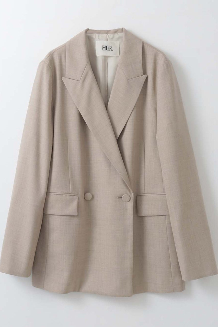 【ハー/HER.】のリラクシーダブルジャケット インテリア・キッズ・メンズ・レディースファッション・服の通販 founy(ファニー) 　ファッション　Fashion　レディースファッション　Fashion for Women　アウター　Coat / Outerwear Collection　レディースジャケット・軽アウター　Jackets　オケージョン　Occasion Wear　ジャケット　Jacket, Outerwear　セットアップ　Set-Up, Coordinated Outfit　ダウン　Down, Puffer　ダブル　Double, Double-Breasted　ボトム　Bottoms, Lower Wear　リラックス　Relax, Relaxed Fit　ベージュ|ID: prp329100004851047 ipo3291000000036044534