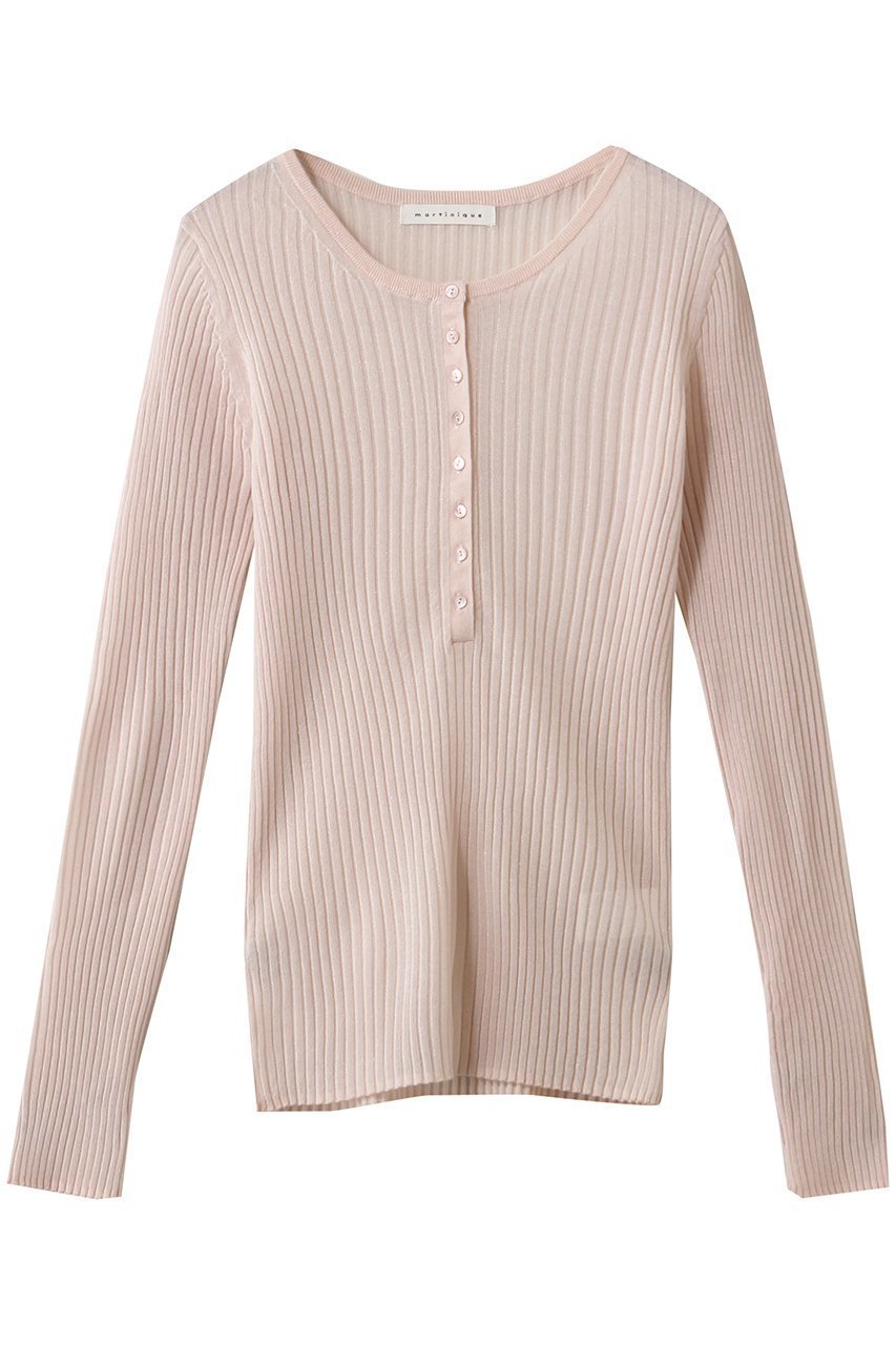 【マルティニーク/martinique】のハーフスナップボタンセーター インテリア・キッズ・メンズ・レディースファッション・服の通販 founy(ファニー) 　ファッション　Fashion　レディースファッション　Fashion for Women　トップス・カットソー　Cut & Sew Tops　ニット　Knit Tops & Sweaters　カジュアルプルオーバー・ニットトップス　Pullovers & Knit Tops / Casual Pullovers　2026年　2026　インナー　Innerwear　シアー　Sheer, See-Through　フィット　Fit, Slim Fit　ボーダー　Border, Stripe　夏　Summer　春　Spring　S/S・春夏　SS, Spring/Summer, Warm Season　ピンク|ID: prp329100004851049 ipo3291000000035568057