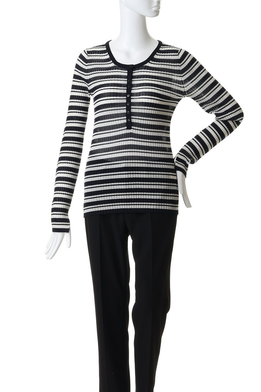 【マルティニーク/martinique】のハーフスナップボタンセーター 人気、トレンドファッション・服の通販 founy(ファニー) 　ファッション　Fashion　レディースファッション　Fashion for Women　トップス・カットソー　Cut & Sew Tops　ニット　Knit Tops & Sweaters　カジュアルプルオーバー・ニットトップス　Pullovers & Knit Tops / Casual Pullovers　インナー　Innerwear　シアー　Sheer, See-Through　フィット　Fit, Slim Fit　ボーダー　Border, Stripe　other-2|ID: prp329100004851049 ipo3291000000035626854