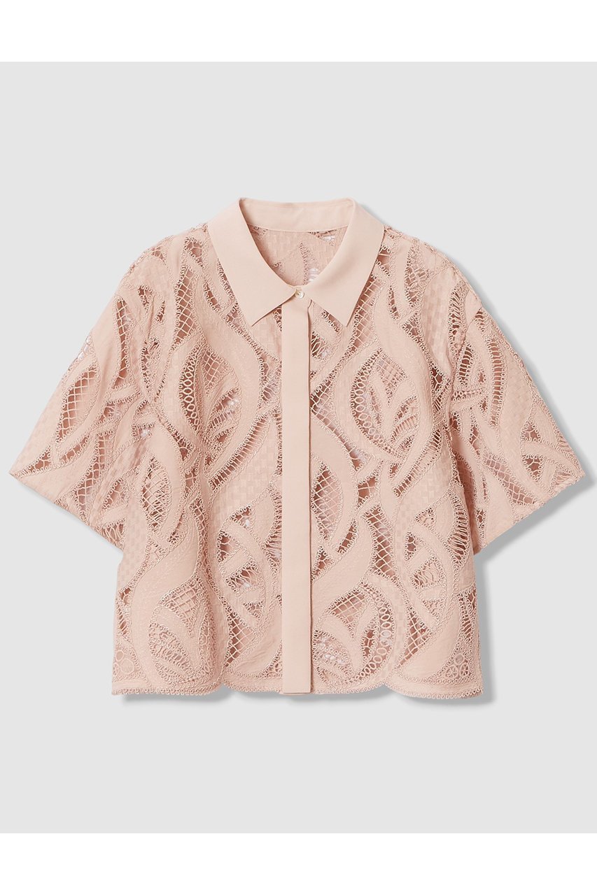 【アナイ/ANAYI】の【セットアップ対象商品】リーフコード刺繍半袖 ブラウス インテリア・キッズ・メンズ・レディースファッション・服の通販 founy(ファニー) 　ファッション　Fashion　レディースファッション　Fashion for Women　トップス・カットソー　Cut & Sew Tops　シャツ・ブラウス・オフィスカジュアル　Elegant Blouses & Button-Ups　2026年　2026　おすすめ　Recommended / Our Picks　エンブロイダリー　Embroidery Design　ショート　Short, Short Length　スリーブ　Sleeve, Long Sleeve / Short Sleeve　セットアップ　Set-Up, Coordinated Outfit　バランス　Balance, Style Balance　モチーフ　Motif, Design Theme　リーフ　Leaf, Botanical Leaf　半袖　Short Sleeve, Half Sleeve　夏　Summer　春　Spring　S/S・春夏　SS, Spring/Summer, Warm Season　無地　Plain, Solid Color　ピンク|ID: prp329100004851055 ipo3291000000035568126