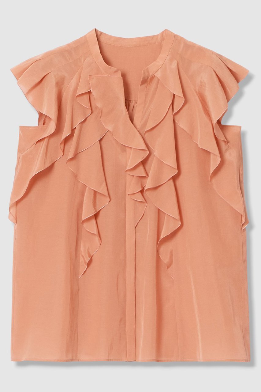 【アナイ/ANAYI】のライトローンラッフル ブラウス インテリア・キッズ・メンズ・レディースファッション・服の通販 founy(ファニー) 　ファッション　Fashion　レディースファッション　Fashion for Women　トップス・カットソー　Cut & Sew Tops　シャツ・ブラウス・オフィスカジュアル　Elegant Blouses & Button-Ups　2026年　2026　アシンメトリー　Asymmetrical Style　エアリー　Airy Texture　シアー　Sheer, See-Through　ショート　Short, Short Length　スリーブ　Sleeve, Long Sleeve / Short Sleeve　ヨーク　Yoke, Yoke Design　ラッフル　Ruffle, Frill　ロング　Long, Long-Length　エレガント 上品　Elegant　夏　Summer　春　Spring　S/S・春夏　SS, Spring/Summer, Warm Season　コーラル|ID: prp329100004851056 ipo3291000000035568135