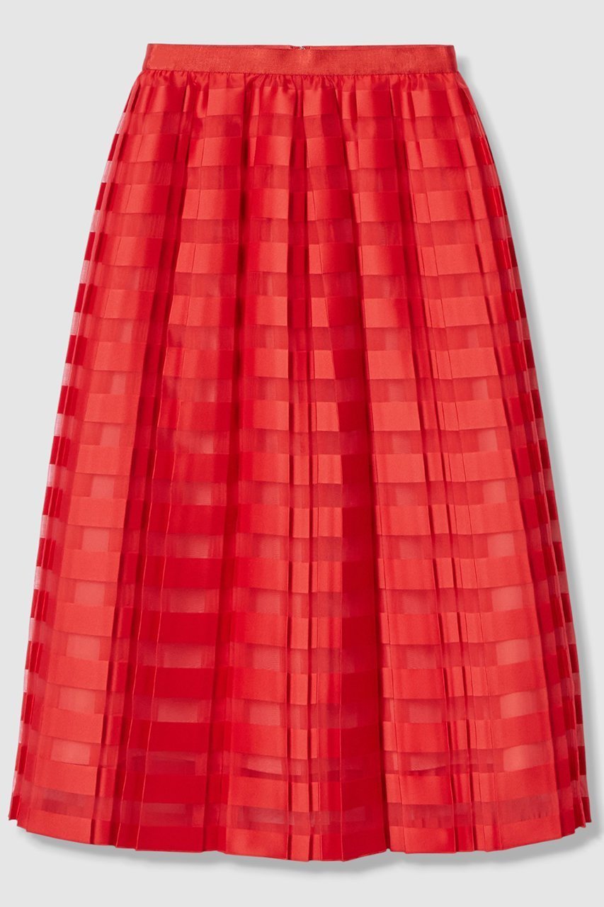 【アナイ/ANAYI】のボーダージャガードプリーツ スカート インテリア・キッズ・メンズ・レディースファッション・服の通販 founy(ファニー) 　ファッション　Fashion　レディースファッション　Fashion for Women　スカート　Skirts　プリーツスカート / 上品フェミニンスタイル　Pleated Skirts　ロングスカート　Long Skirts / Maxi & Midi Skirts　2026年　2026　エレガント 上品　Elegant　シアー　Sheer, See-Through　プリーツ　Pleats, Pleated　ボックス　Boxy, Box Shape　ボーダー　Border, Stripe　ロング　Long, Long-Length　夏　Summer　春　Spring　S/S・春夏　SS, Spring/Summer, Warm Season　レッド|ID: prp329100004851057 ipo3291000000035568143