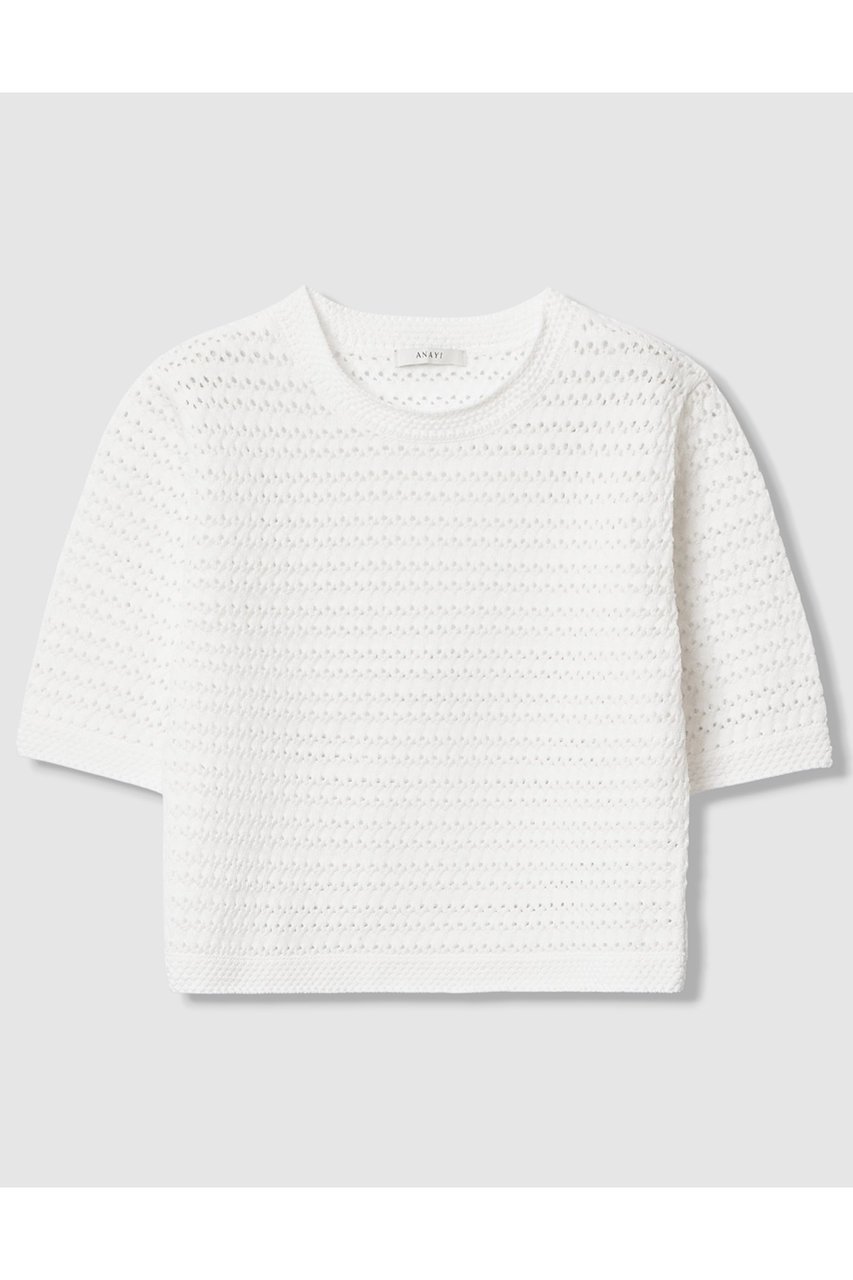【アナイ/ANAYI】のアイレットボーダー プルオーバー インテリア・キッズ・メンズ・レディースファッション・服の通販 founy(ファニー) 　ファッション　Fashion　レディースファッション　Fashion for Women　トップス・カットソー　Cut & Sew Tops　ニット　Knit Tops & Sweaters　カジュアルプルオーバー・ニットトップス　Pullovers & Knit Tops / Casual Pullovers　2026年　2026　おすすめ　Recommended / Our Picks　クロップド　Cropped, Short Length　シンプル　Simple, Minimal　トレンド　Trend, Trending Now　バランス　Balance, Style Balance　フォルム　Silhouette, Form　プリント　Print, Printed Pattern　ボトム　Bottoms, Lower Wear　ミドル　Middle Length, Mid Height　ワイド　Wide, Wide Fit　今季　This Season, Current Season　夏　Summer　春　Spring　S/S・春夏　SS, Spring/Summer, Warm Season　オフホワイト|ID: prp329100004851069 ipo3291000000035568246