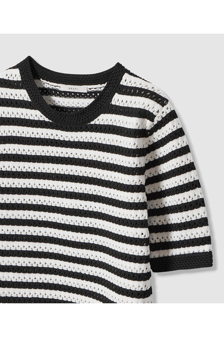 【アナイ/ANAYI】のアイレットボーダー プルオーバー 人気、トレンドファッション・服の通販 founy(ファニー) 　ファッション　Fashion　レディースファッション　Fashion for Women　トップス・カットソー　Cut & Sew Tops　ニット　Knit Tops & Sweaters　カジュアルプルオーバー・ニットトップス　Pullovers & Knit Tops / Casual Pullovers　2026年　2026　おすすめ　Recommended / Our Picks　クロップド　Cropped, Short Length　シンプル　Simple, Minimal　トレンド　Trend, Trending Now　バランス　Balance, Style Balance　フォルム　Silhouette, Form　プリント　Print, Printed Pattern　ボトム　Bottoms, Lower Wear　ミドル　Middle Length, Mid Height　ワイド　Wide, Wide Fit　今季　This Season, Current Season　夏　Summer　春　Spring　S/S・春夏　SS, Spring/Summer, Warm Season　other-3|ID: prp329100004851069 ipo3291000000035568253