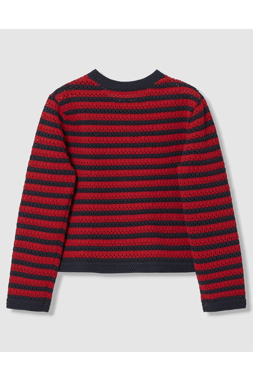 【アナイ/ANAYI】のアイレットボーダー カーディガン 人気、トレンドファッション・服の通販 founy(ファニー) 　ファッション　Fashion　レディースファッション　Fashion for Women　トップス・カットソー　Cut & Sew Tops　ニット　Knit Tops & Sweaters　カーディガン・羽織り　Layered Style Cardigans　2026年　2026　カーディガン　Cardigan, Knitwear　ジャケット　Jacket, Outerwear　トリミング　Trimming, Decorative Edge　フォルム　Silhouette, Form　ボーダー　Border, Stripe　ミドル　Middle Length, Mid Height　エレガント 上品　Elegant　夏　Summer　春　Spring　S/S・春夏　SS, Spring/Summer, Warm Season　other-2|ID: prp329100004851070 ipo3291000000035568260