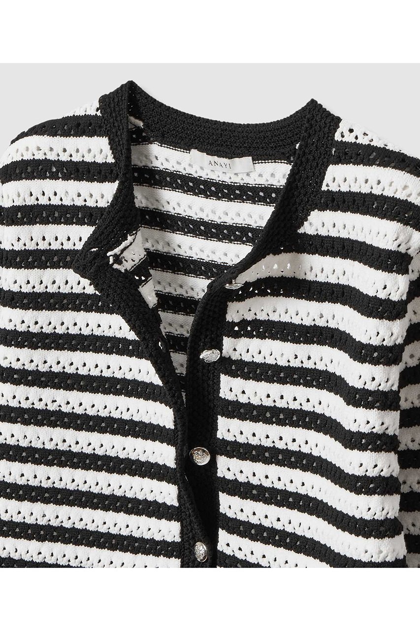 【アナイ/ANAYI】のアイレットボーダー カーディガン 人気、トレンドファッション・服の通販 founy(ファニー) ファッション Fashion レディースファッション Fashion for Women トップス・カットソー Cut & Sew Tops ニット Knit Tops & Sweaters カーディガン・羽織り Layered Style Cardigans カーディガン Cardigan, Knitwear ジャケット Jacket, Outerwear トリミング Trimming, Decorative Edge フォルム Silhouette, Form ボーダー Border, Stripe ミドル Middle Length, Mid Height エレガント 上品 Elegant 春 Spring other-3|ID: prp329100004851070 ipo3291000000036143908