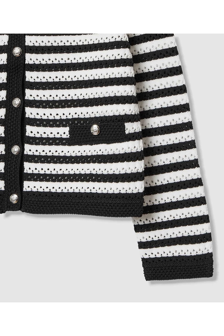 【アナイ/ANAYI】のアイレットボーダー カーディガン 人気、トレンドファッション・服の通販 founy(ファニー) ファッション Fashion レディースファッション Fashion for Women トップス・カットソー Cut & Sew Tops ニット Knit Tops & Sweaters カーディガン・羽織り Layered Style Cardigans カーディガン Cardigan, Knitwear ジャケット Jacket, Outerwear トリミング Trimming, Decorative Edge フォルム Silhouette, Form ボーダー Border, Stripe ミドル Middle Length, Mid Height エレガント 上品 Elegant 春 Spring other-4|ID: prp329100004851070 ipo3291000000036143909