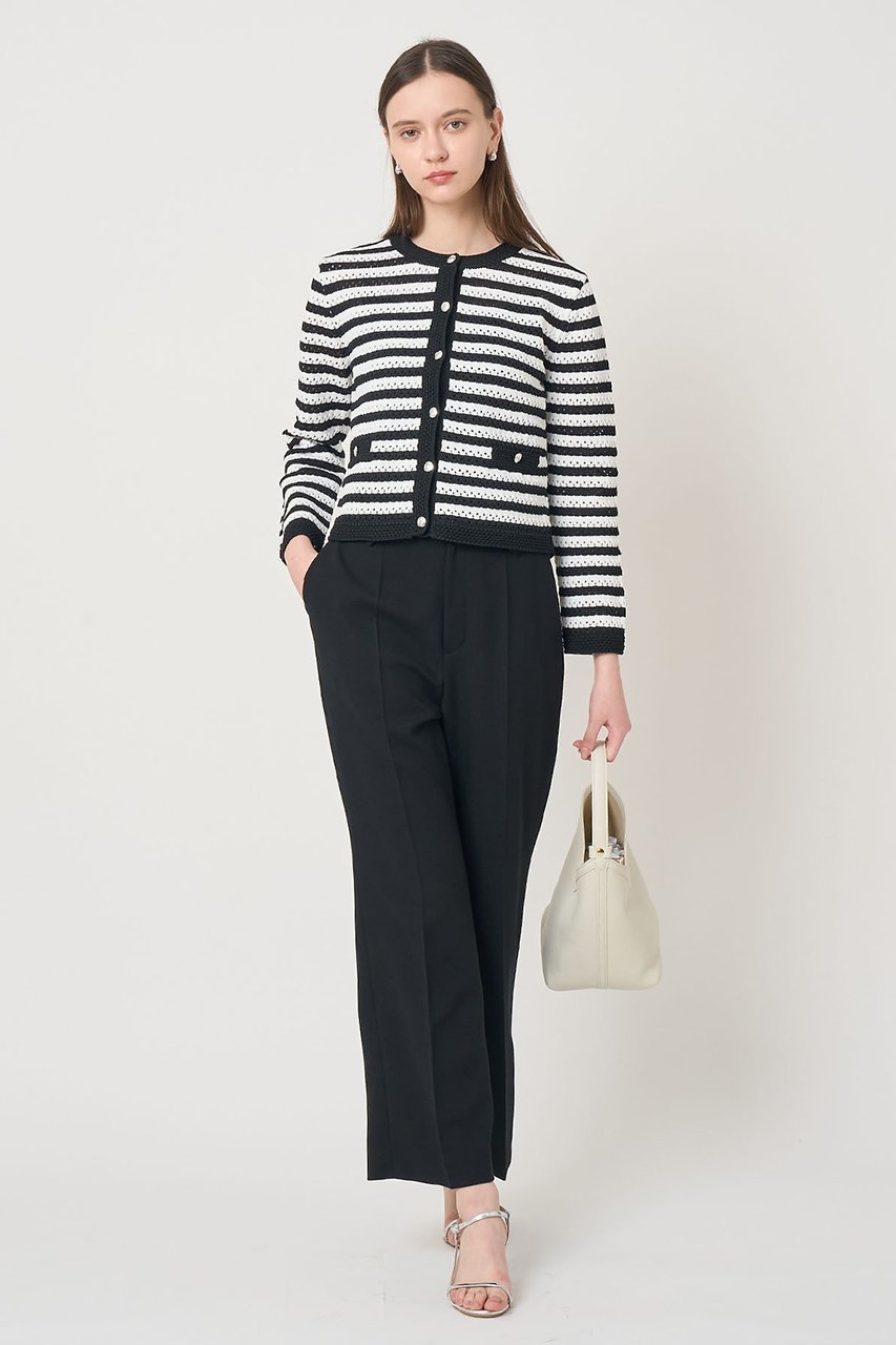 【アナイ/ANAYI】のアイレットボーダー カーディガン 人気、トレンドファッション・服の通販 founy(ファニー) ファッション Fashion レディースファッション Fashion for Women トップス・カットソー Cut & Sew Tops ニット Knit Tops & Sweaters カーディガン・羽織り Layered Style Cardigans カーディガン Cardigan, Knitwear ジャケット Jacket, Outerwear トリミング Trimming, Decorative Edge フォルム Silhouette, Form ボーダー Border, Stripe ミドル Middle Length, Mid Height エレガント 上品 Elegant 春 Spring other-6|ID: prp329100004851070 ipo3291000000036143911