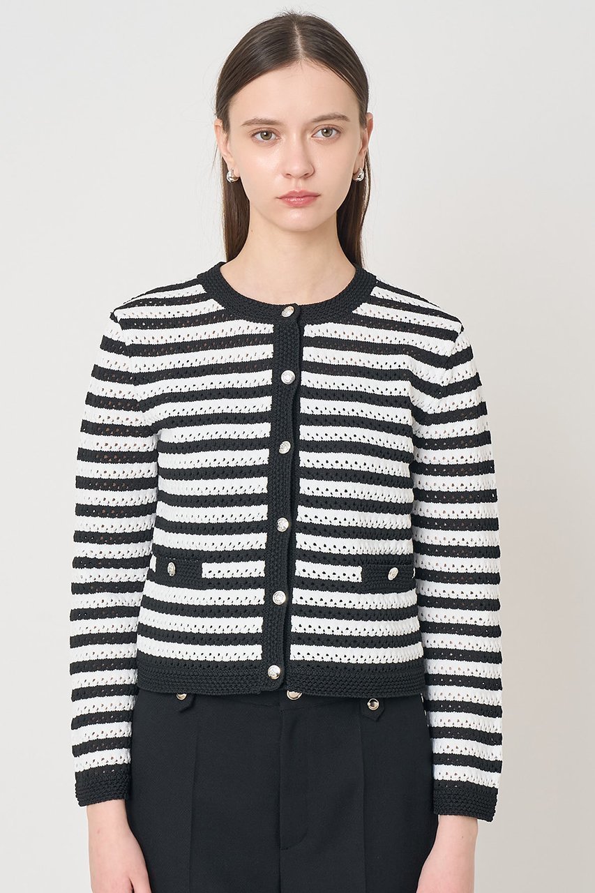 【アナイ/ANAYI】のアイレットボーダー カーディガン 人気、トレンドファッション・服の通販 founy(ファニー) ファッション Fashion レディースファッション Fashion for Women トップス・カットソー Cut & Sew Tops ニット Knit Tops & Sweaters カーディガン・羽織り Layered Style Cardigans カーディガン Cardigan, Knitwear ジャケット Jacket, Outerwear トリミング Trimming, Decorative Edge フォルム Silhouette, Form ボーダー Border, Stripe ミドル Middle Length, Mid Height エレガント 上品 Elegant 春 Spring other-8|ID: prp329100004851070 ipo3291000000036143913