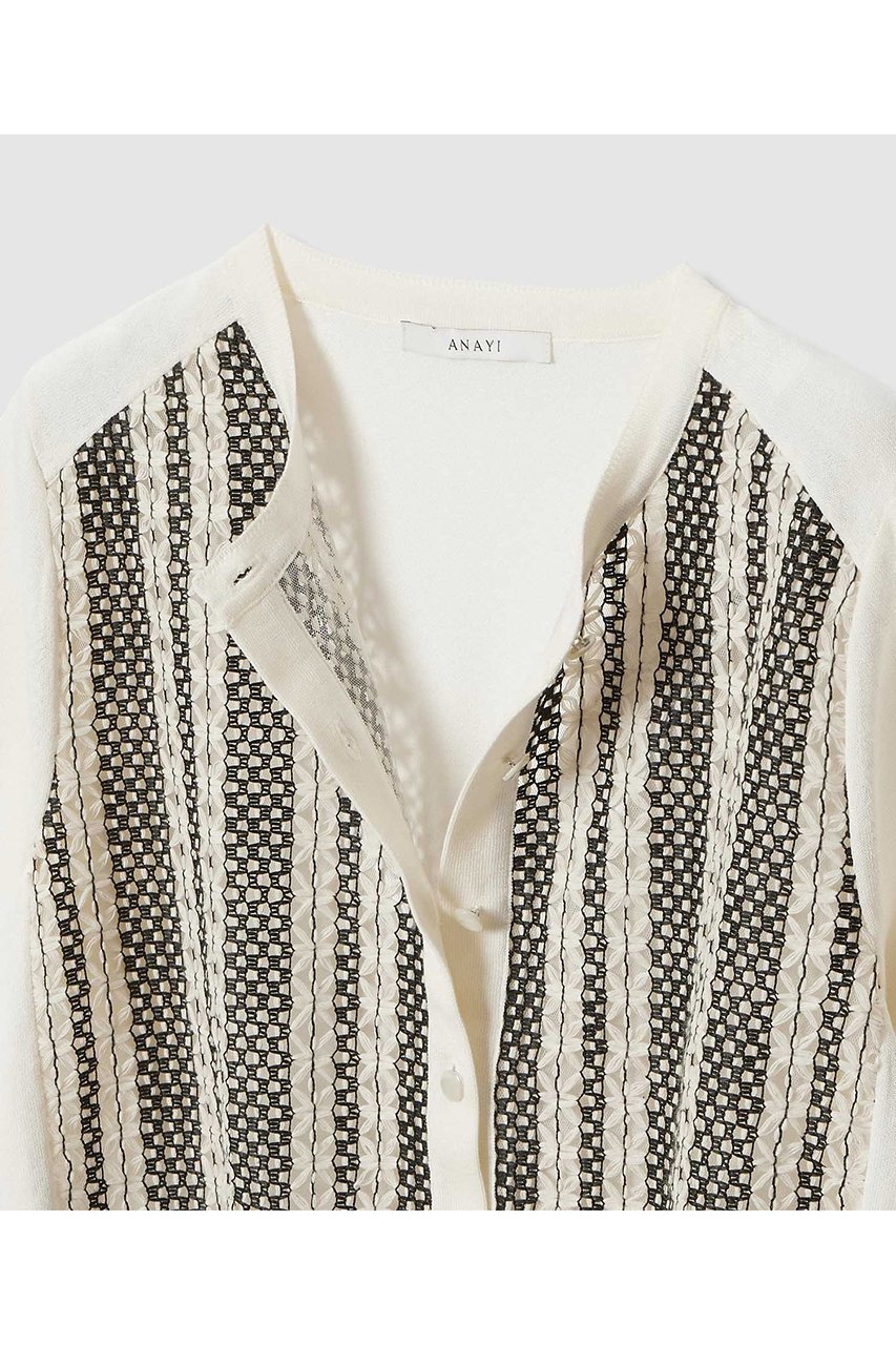 【アナイ/ANAYI】のインポートレースドッキング カーディガン 人気、トレンドファッション・服の通販 founy(ファニー) 　ファッション　Fashion　レディースファッション　Fashion for Women　トップス・カットソー　Cut & Sew Tops　ニット　Knit Tops & Sweaters　カーディガン・羽織り　Layered Style Cardigans　2026年　2026　カーディガン　Cardigan, Knitwear　コンパクト　Compact, Small Size　チュール　Tulip, Tulip Motif　レース　Lace, Lace Fabric　エレガント 上品　Elegant　半袖　Short Sleeve, Half Sleeve　夏　Summer　春　Spring　S/S・春夏　SS, Spring/Summer, Warm Season　other-3|ID: prp329100004851072 ipo3291000000035568277