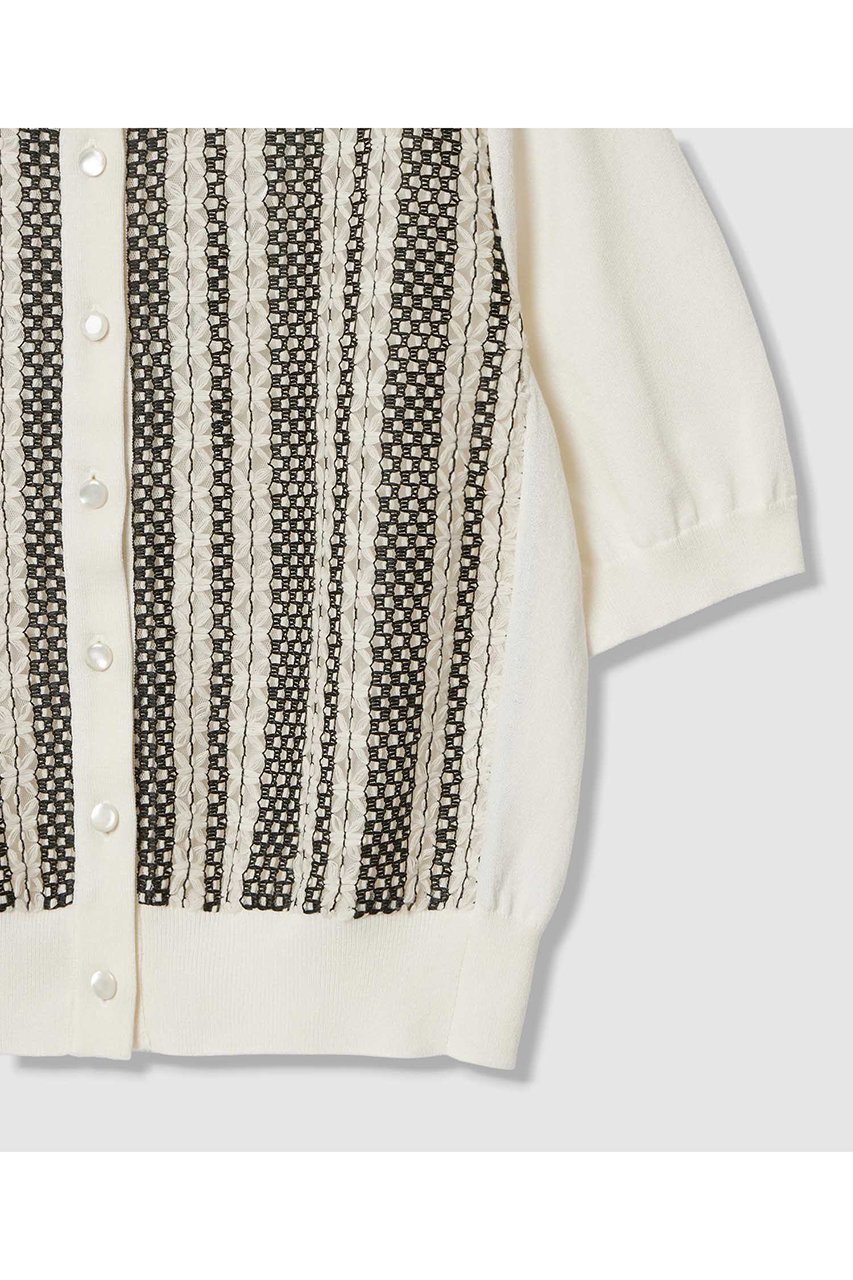 【アナイ/ANAYI】のインポートレースドッキング カーディガン 人気、トレンドファッション・服の通販 founy(ファニー) 　ファッション　Fashion　レディースファッション　Fashion for Women　トップス・カットソー　Cut & Sew Tops　ニット　Knit Tops & Sweaters　カーディガン・羽織り　Layered Style Cardigans　2026年　2026　カーディガン　Cardigan, Knitwear　コンパクト　Compact, Small Size　チュール　Tulip, Tulip Motif　レース　Lace, Lace Fabric　エレガント 上品　Elegant　半袖　Short Sleeve, Half Sleeve　夏　Summer　春　Spring　S/S・春夏　SS, Spring/Summer, Warm Season　other-4|ID: prp329100004851072 ipo3291000000035568279