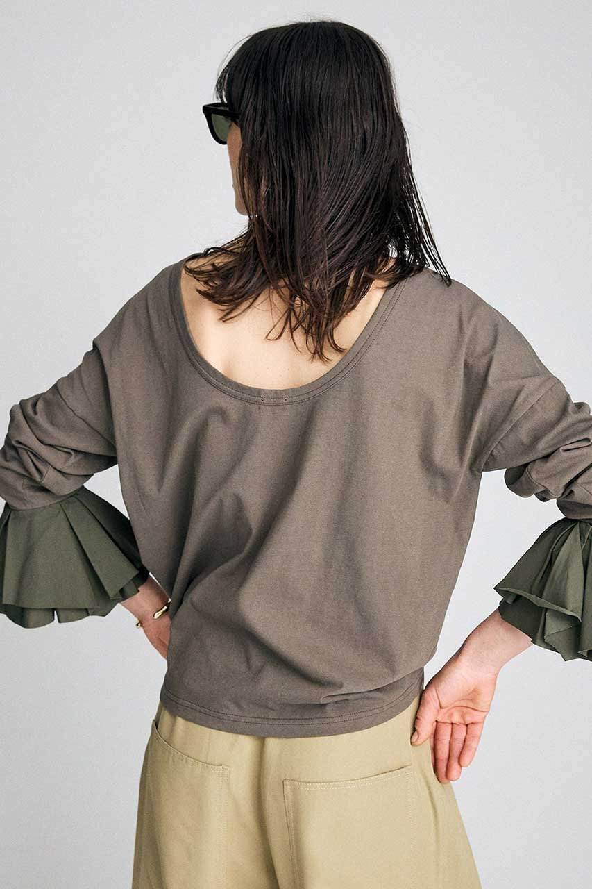 【ブリル/BRILL】のバックUポエットカットソー 人気、トレンドファッション・服の通販 founy(ファニー) 　ファッション　Fashion　レディースファッション　Fashion for Women　トップス・カットソー　Cut & Sew Tops　シャツ・ブラウス・オフィスカジュアル　Elegant Blouses & Button-Ups　ロングTシャツ・Tシャツ　Longline T-Shirts & Tees　カットソー・ベーシックTシャツ　Cut-and-Sewn Tops / Stretch Tees & Basics　スリーブ　Sleeve, Long Sleeve / Short Sleeve　タフタ　Taffeta, Structured Fabric　ロング　Long, Long-Length　エレガント 上品　Elegant　人気　Popular, Best Seller　今季　This Season, Current Season　other-5|ID: prp329100004851073 ipo3291000000035626872