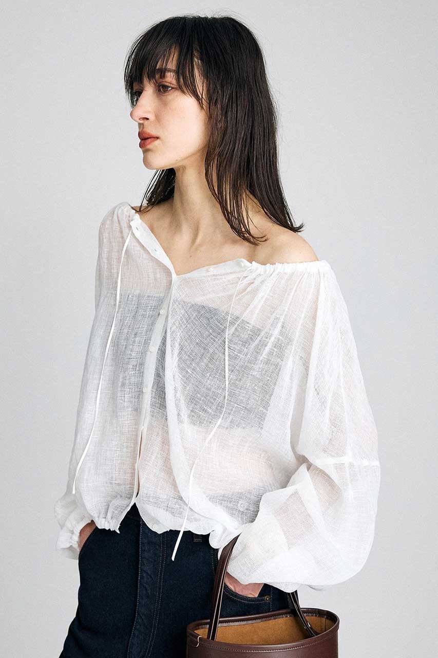 【ブリル/BRILL】のカラミギャザーブラウス 人気、トレンドファッション・服の通販 founy(ファニー) 　ファッション　Fashion　レディースファッション　Fashion for Women　トップス・カットソー　Cut & Sew Tops　シャツ・ブラウス・オフィスカジュアル　Elegant Blouses & Button-Ups　2026年　2026　ギャザー　Gathered, Ruffled　ストリング　String, Drawstring　スリーブ　Sleeve, Long Sleeve / Short Sleeve　フォルム　Silhouette, Form　リネン　Linen, Linen Fabric　ロング　Long, Long-Length　夏　Summer　春　Spring　S/S・春夏　SS, Spring/Summer, Warm Season　other-3|ID: prp329100004851074 ipo3291000000035568298