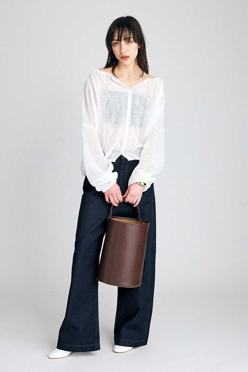 【ブリル/BRILL】のカラミギャザーブラウス 人気、トレンドファッション・服の通販 founy(ファニー) 　ファッション　Fashion　レディースファッション　Fashion for Women　トップス・カットソー　Cut & Sew Tops　シャツ・ブラウス・オフィスカジュアル　Elegant Blouses & Button-Ups　2026年　2026　ギャザー　Gathered, Ruffled　ストリング　String, Drawstring　スリーブ　Sleeve, Long Sleeve / Short Sleeve　フォルム　Silhouette, Form　リネン　Linen, Linen Fabric　ロング　Long, Long-Length　夏　Summer　春　Spring　S/S・春夏　SS, Spring/Summer, Warm Season　other-6|ID: prp329100004851074 ipo3291000000035568304