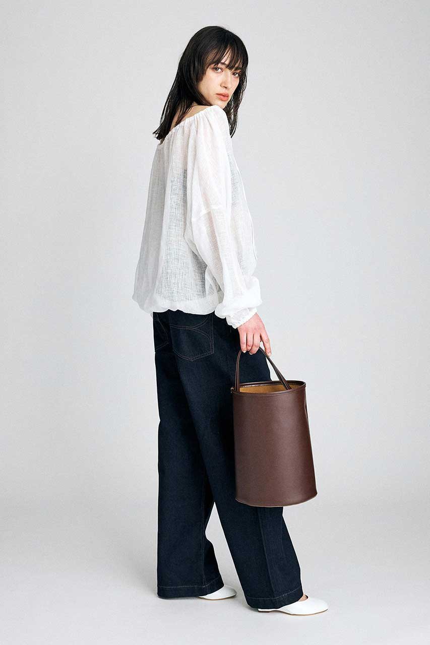 【ブリル/BRILL】のカラミギャザーブラウス 人気、トレンドファッション・服の通販 founy(ファニー) 　ファッション　Fashion　レディースファッション　Fashion for Women　トップス・カットソー　Cut & Sew Tops　シャツ・ブラウス・オフィスカジュアル　Elegant Blouses & Button-Ups　2026年　2026　ギャザー　Gathered, Ruffled　ストリング　String, Drawstring　スリーブ　Sleeve, Long Sleeve / Short Sleeve　フォルム　Silhouette, Form　リネン　Linen, Linen Fabric　ロング　Long, Long-Length　夏　Summer　春　Spring　S/S・春夏　SS, Spring/Summer, Warm Season　other-7|ID: prp329100004851074 ipo3291000000035568305