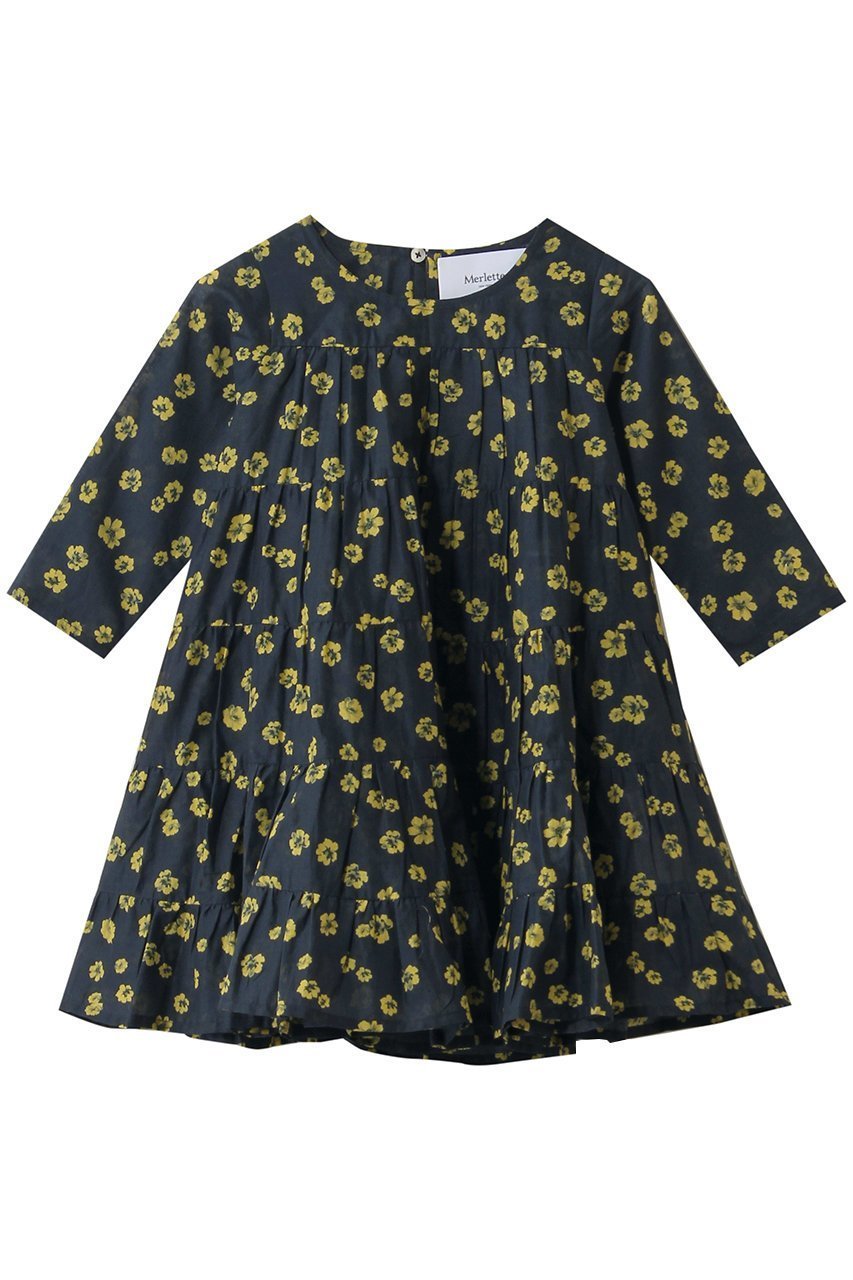 【マーレット/Merlette / KIDS】の【KIDS】SOLIMAN ENFANT フラワープリント ティアードドレス インテリア・キッズ・メンズ・レディースファッション・服の通販 founy(ファウニー) 　ファッション　Fashion　キッズファッション　Fashion for Kids　ワンピース　Dresses　チュニック　Tunic, Long Top　ドレス　Dress, One-Piece　フェミニン　Feminine, Girly　フラワー　Flower, Floral　プリント　Print, Printed Pattern　ネイビー|ID: prp329100004851081 ipo3291000000036743653