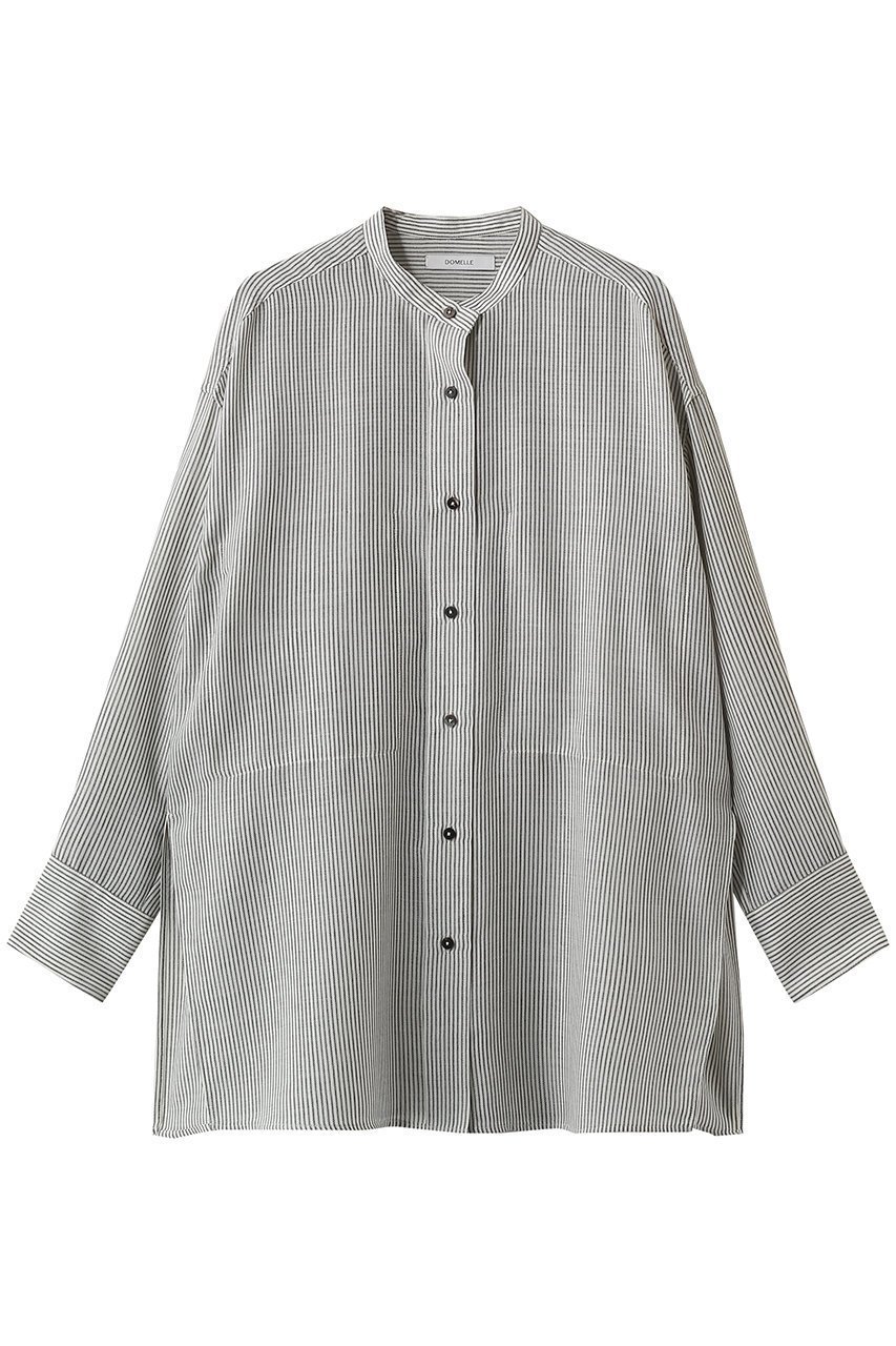 【ドメル/DOMELLE】のウール ブレンド ボイル シャツ インテリア・キッズ・メンズ・レディースファッション・服の通販 founy(ファニー) 　ファッション　Fashion　レディースファッション　Fashion for Women　トップス・カットソー　Cut & Sew Tops　シャツ・ブラウス・オフィスカジュアル　Elegant Blouses & Button-Ups　おすすめ　Recommended / Our Picks　サマー　Summer, Summer Style　シンプル　Simple, Minimal　スリーブ　Sleeve, Long Sleeve / Short Sleeve　セットアップ　Set-Up, Coordinated Outfit　タンク　Tank Top, Sleeveless Top　パッチ　Patch, Appliqué　ポケット　Pocket, Pocket Detail　ロング　Long, Long-Length　ワイド　Wide, Wide Fit　夏　Summer　ストライプ|ID: prp329100004851240 ipo3291000000035883353