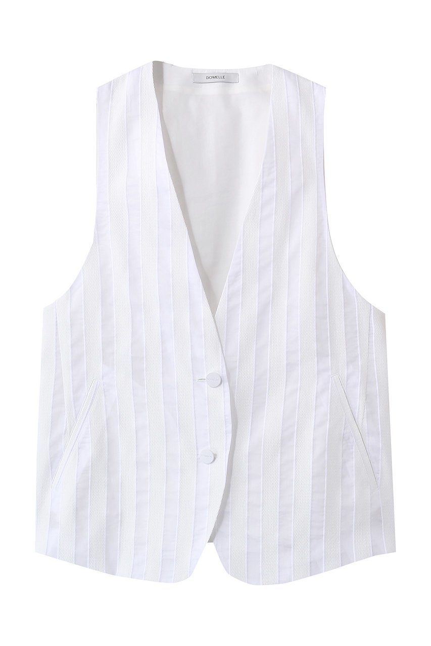 【ドメル/DOMELLE】のシアー ストライプ ベスト インテリア・キッズ・メンズ・レディースファッション・服の通販 founy(ファニー) 　ファッション　Fashion　レディースファッション　Fashion for Women　アウター　Coat / Outerwear Collection　レディースジャケット・軽アウター　Jackets　2026年　2026　おすすめ　Recommended / Our Picks　シアー　Sheer, See-Through　ショート　Short, Short Length　ジャケット　Jacket, Outerwear　ストライプ　Stripe, Striped Pattern　セットアップ　Set-Up, Coordinated Outfit　ベスト　Vest, Waistcoat　マニッシュ　Mannish, Boyish　夏　Summer　春　Spring　S/S・春夏　SS, Spring/Summer, Warm Season　ホワイト|ID: prp329100004851247 ipo3291000000035575994